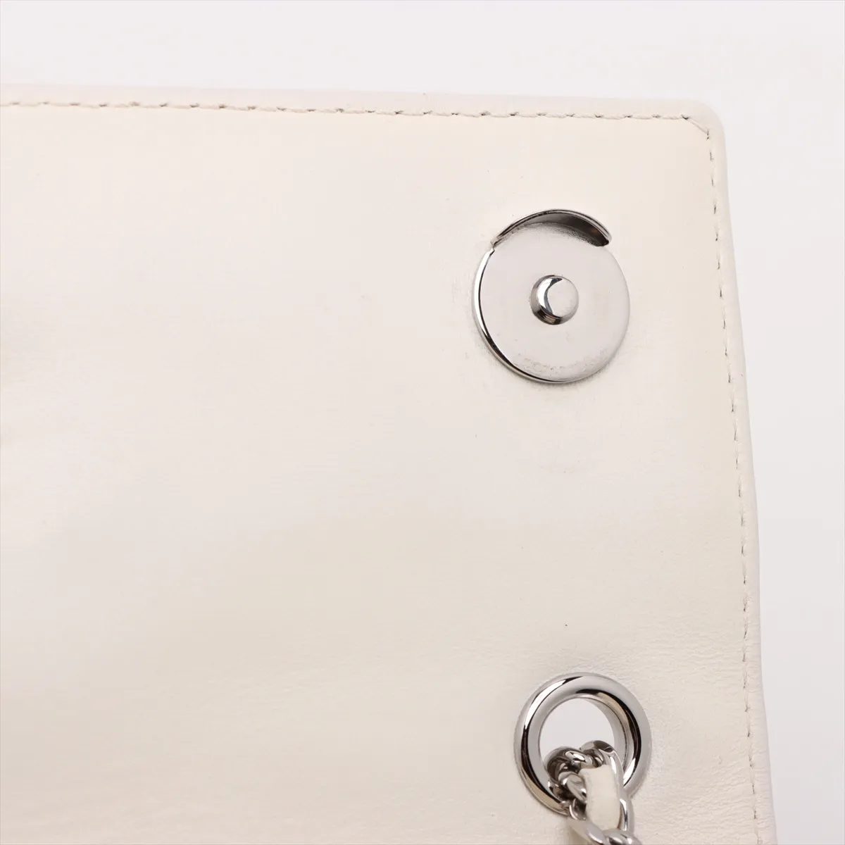 Matelassé Lambskin Chain Shoulder Bag, White, Silver Hardware, 19618706, Serial Number 19 — view 13