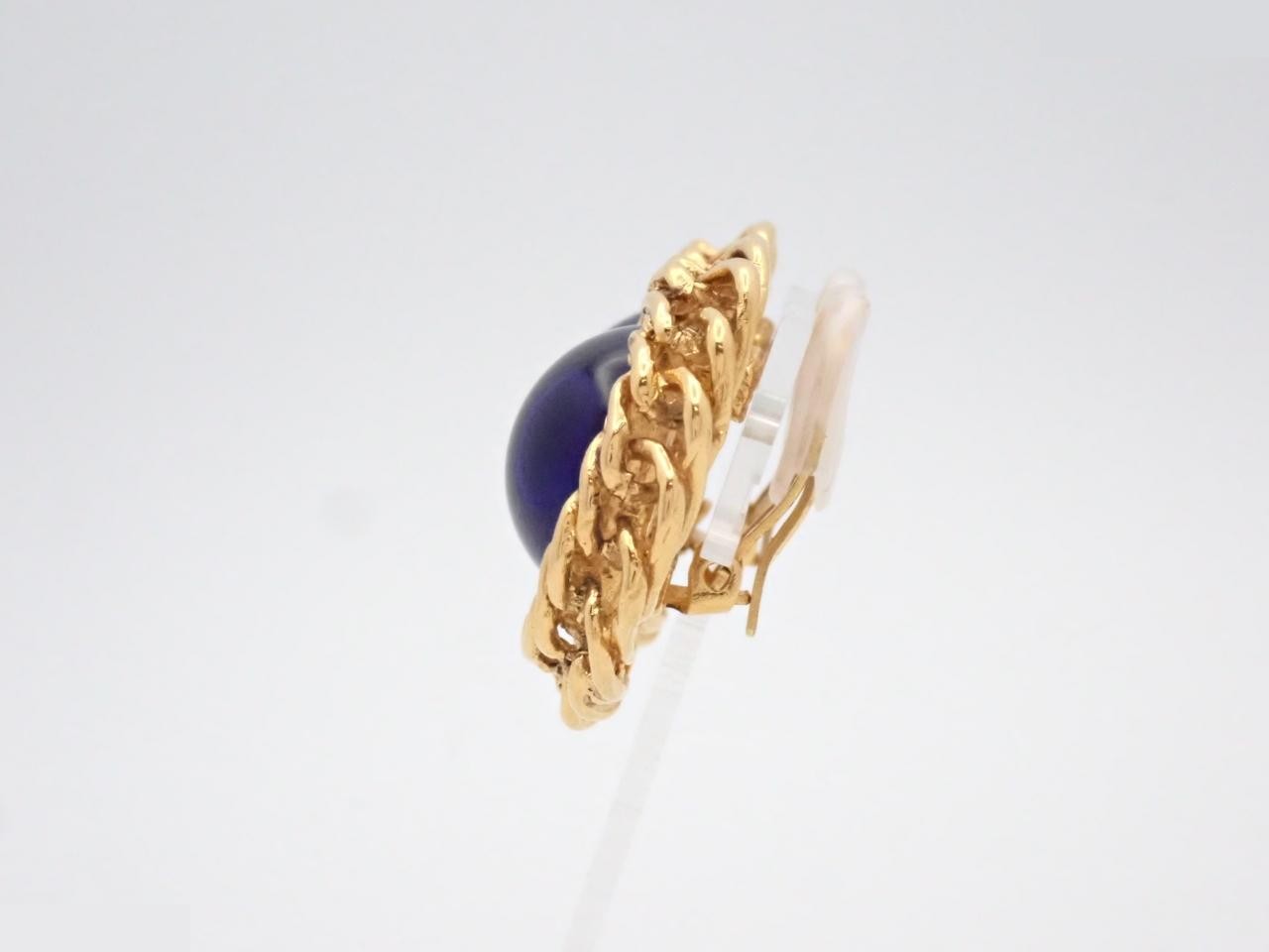 Gold earrings with colored gemstones, 2420 — view 3