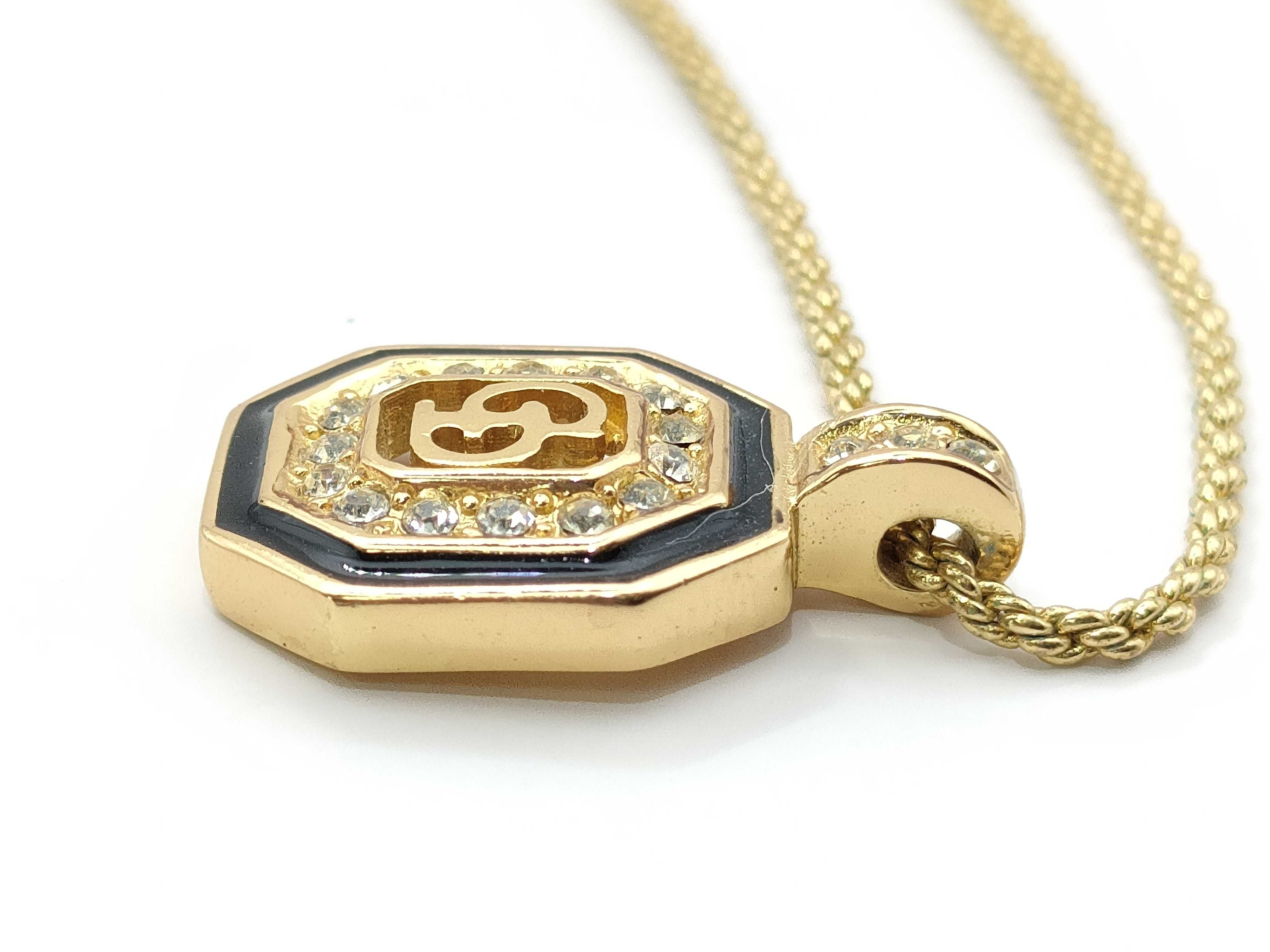 CD rhinestone black necklace — view 3