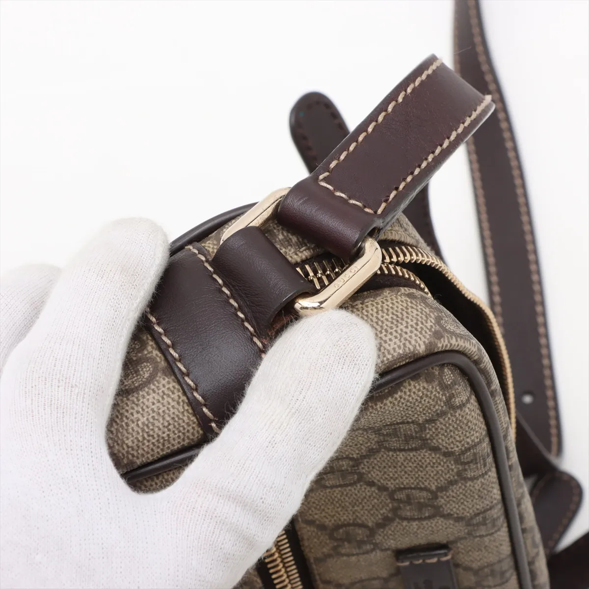 GG Supreme PVC x Leather Shoulder Bag Beige x Brown 201447 — view 11