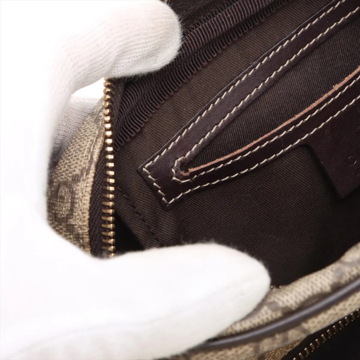 GG Supreme PVC x Leather Shoulder Bag Beige x Brown 201447 — view 10