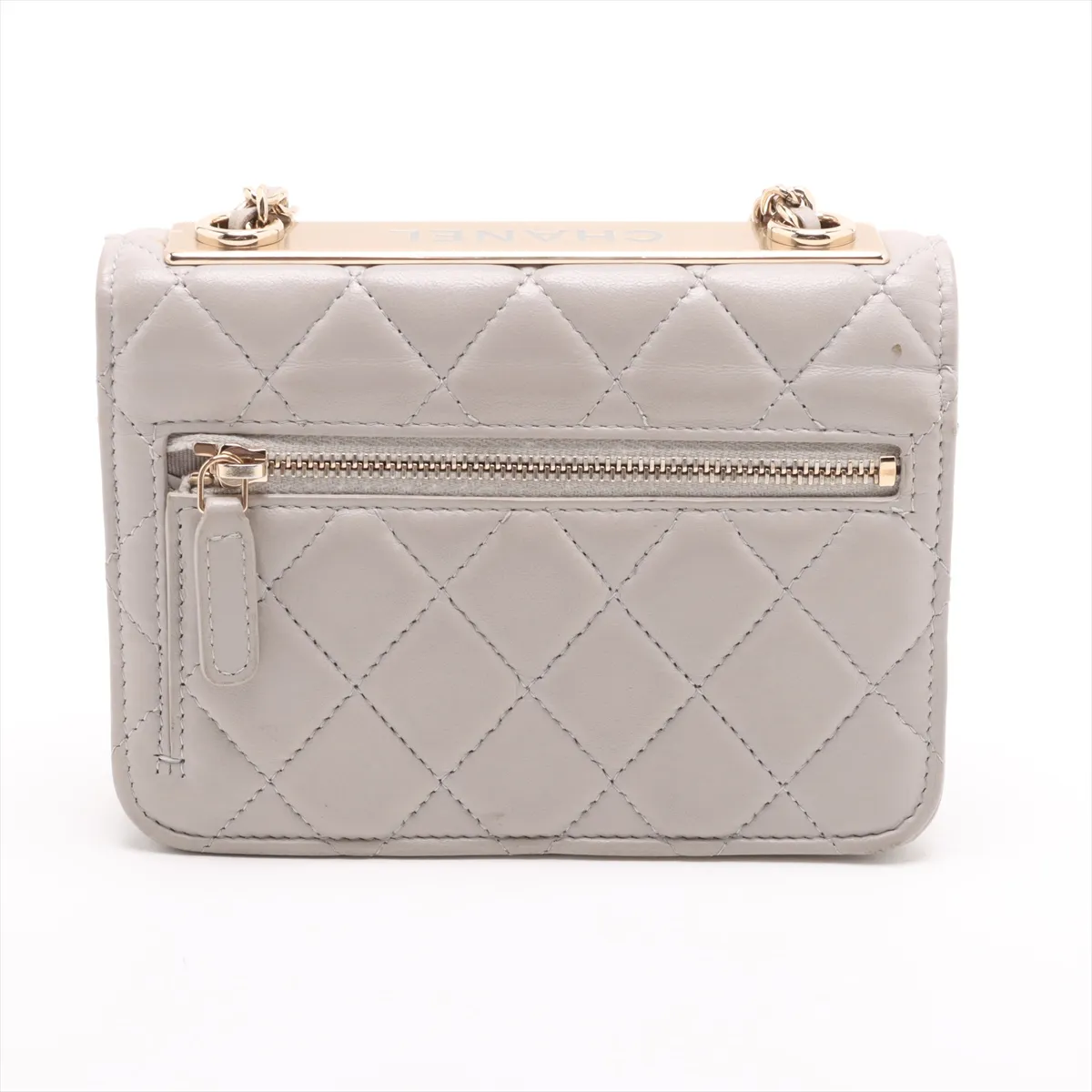 Trendy CC Lambskin Chain Wallet Gray Gold Hardware C899A358 Random Serial — view 2