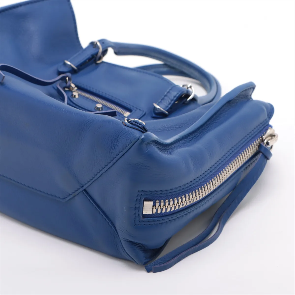 The Paper Mini Leather 2WAY Handbag Blue 370926 with Mirror — view 3