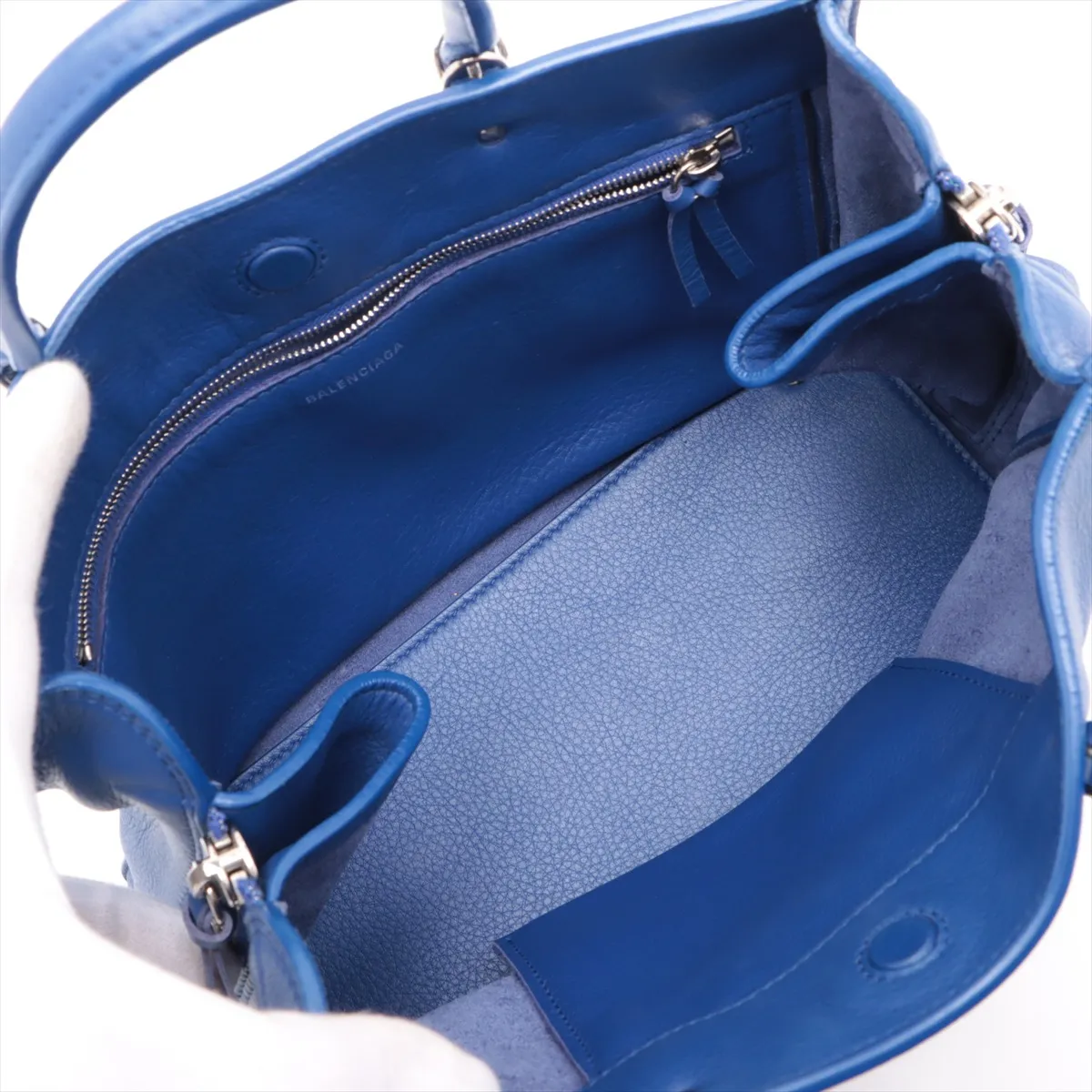 The Paper Mini Leather 2WAY Handbag Blue 370926 with Mirror — view 8