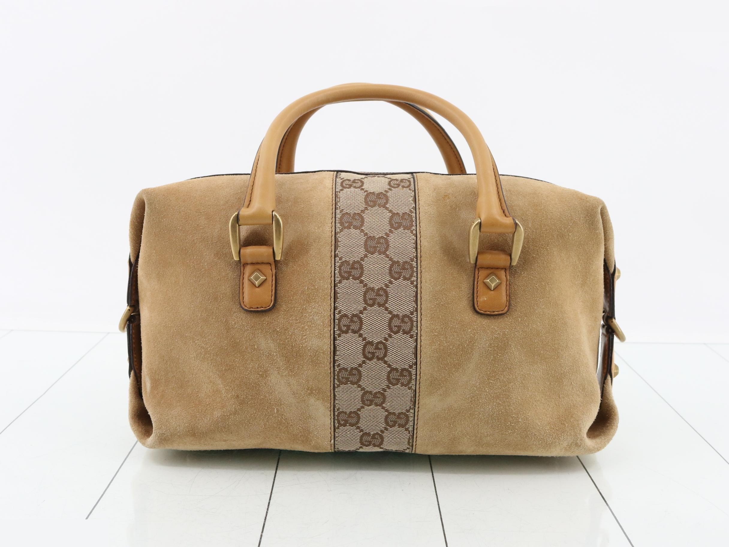 GG Canvas Suede Handbag 120886