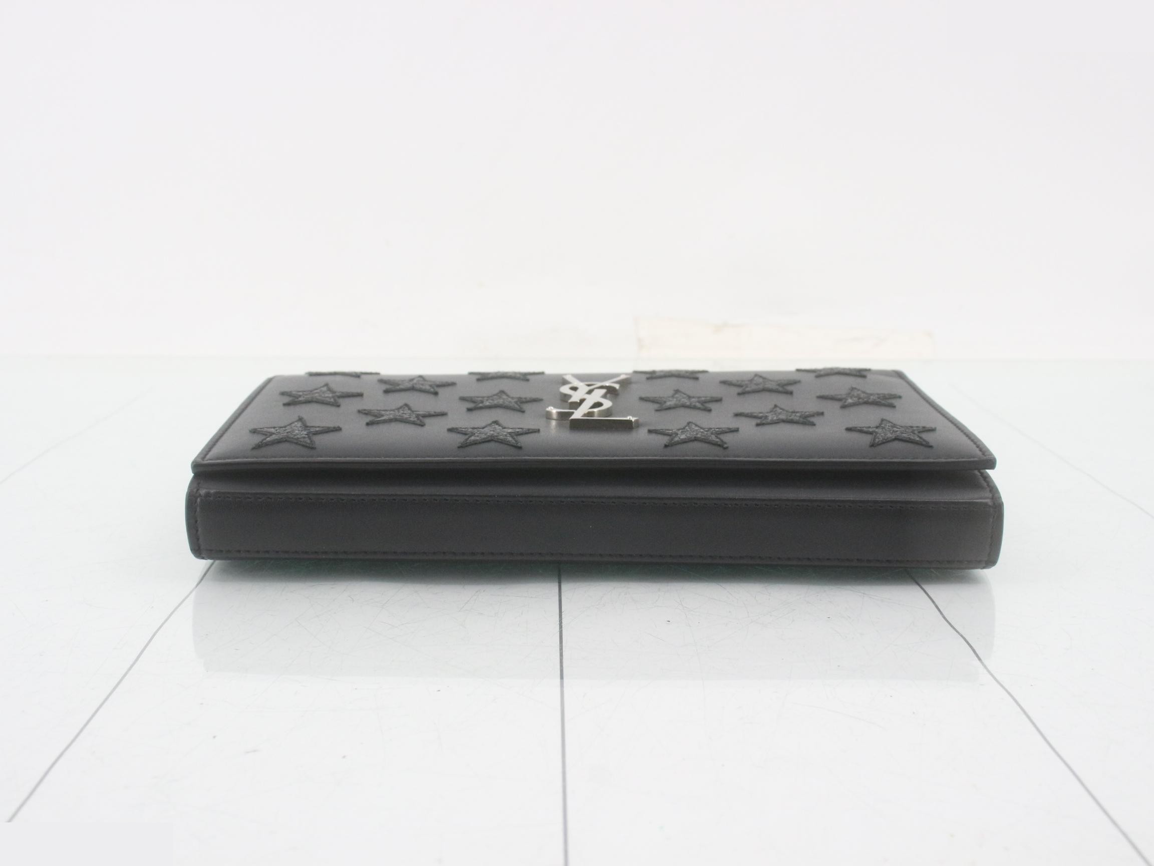 Leather Star Chain Wallet, Black — view 3