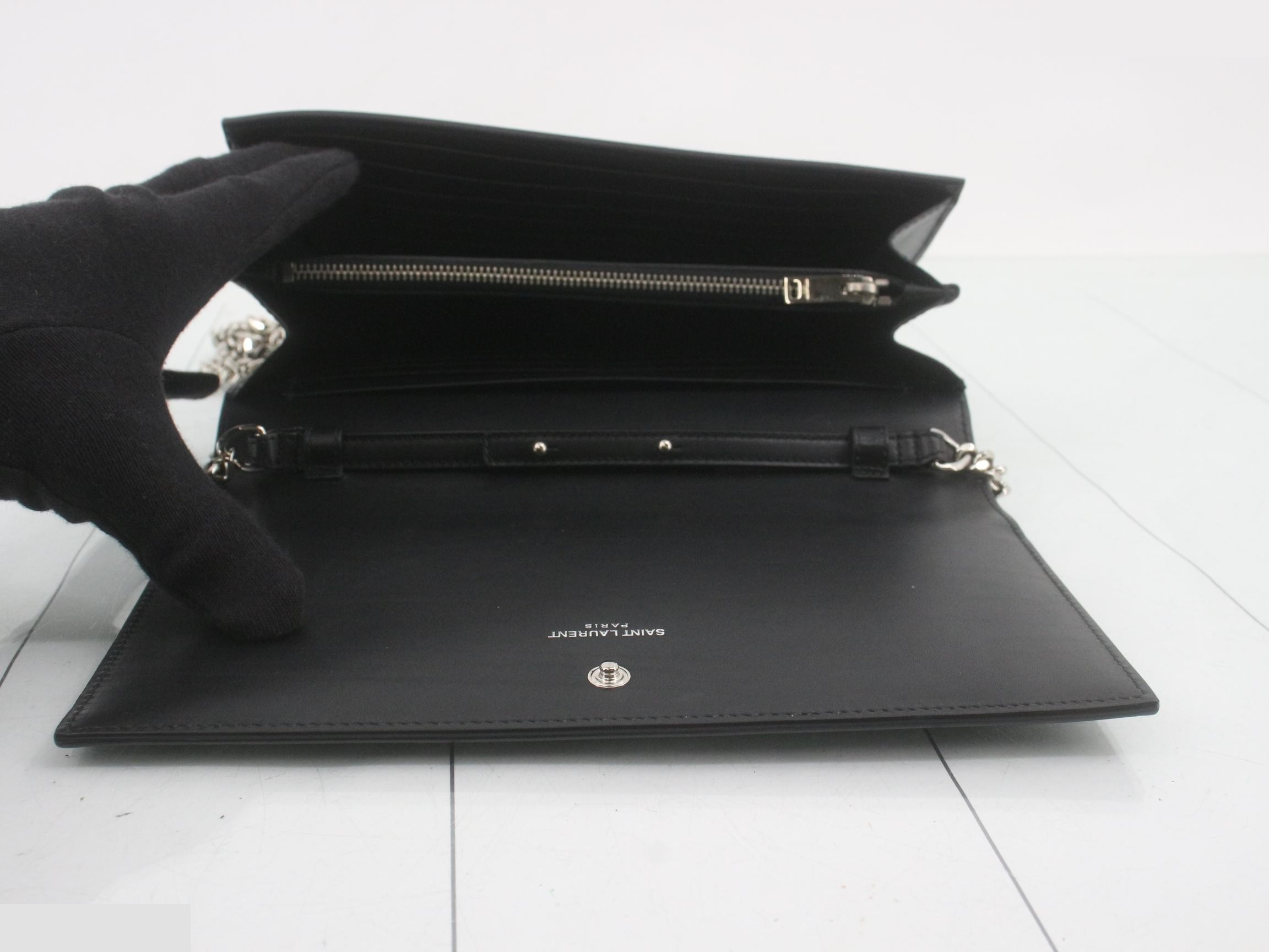 Leather Star Chain Wallet, Black — view 4