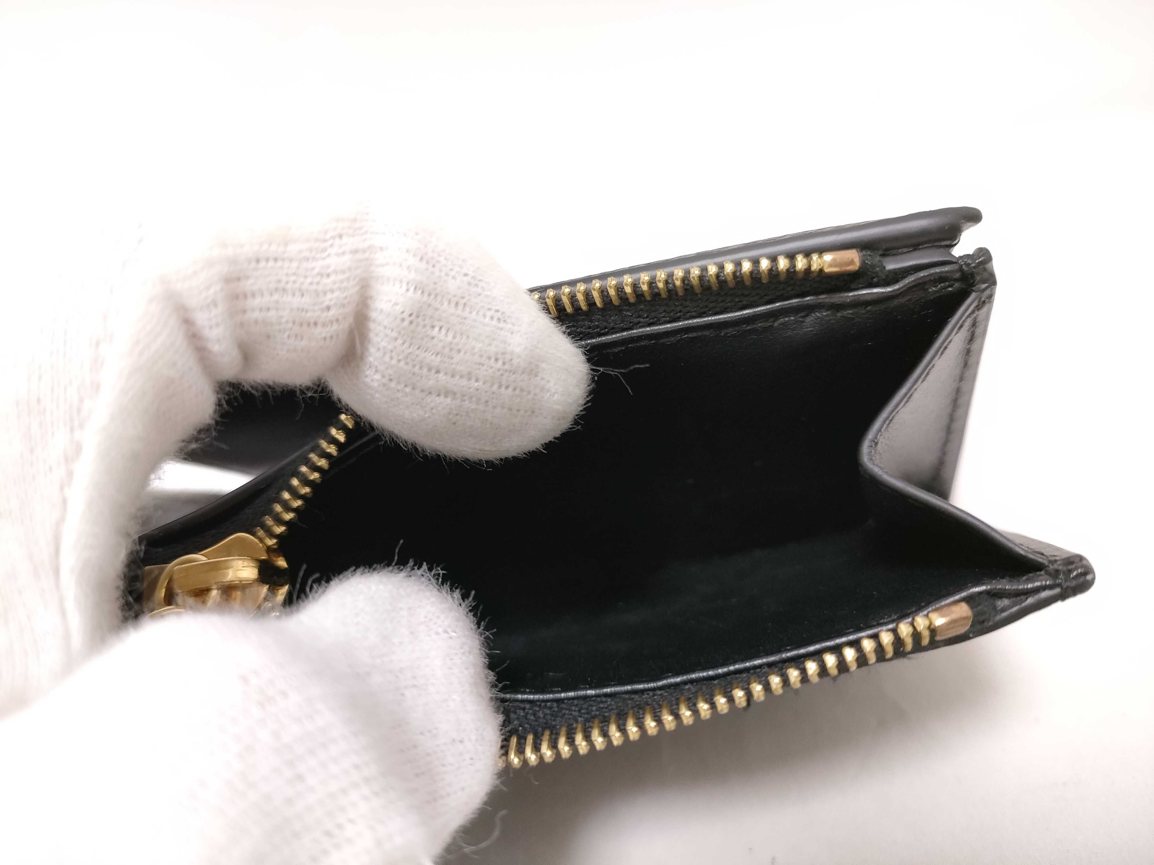 Bi-fold Compact Triomphe Charm Black x Gold Color Box Wallet — view 9