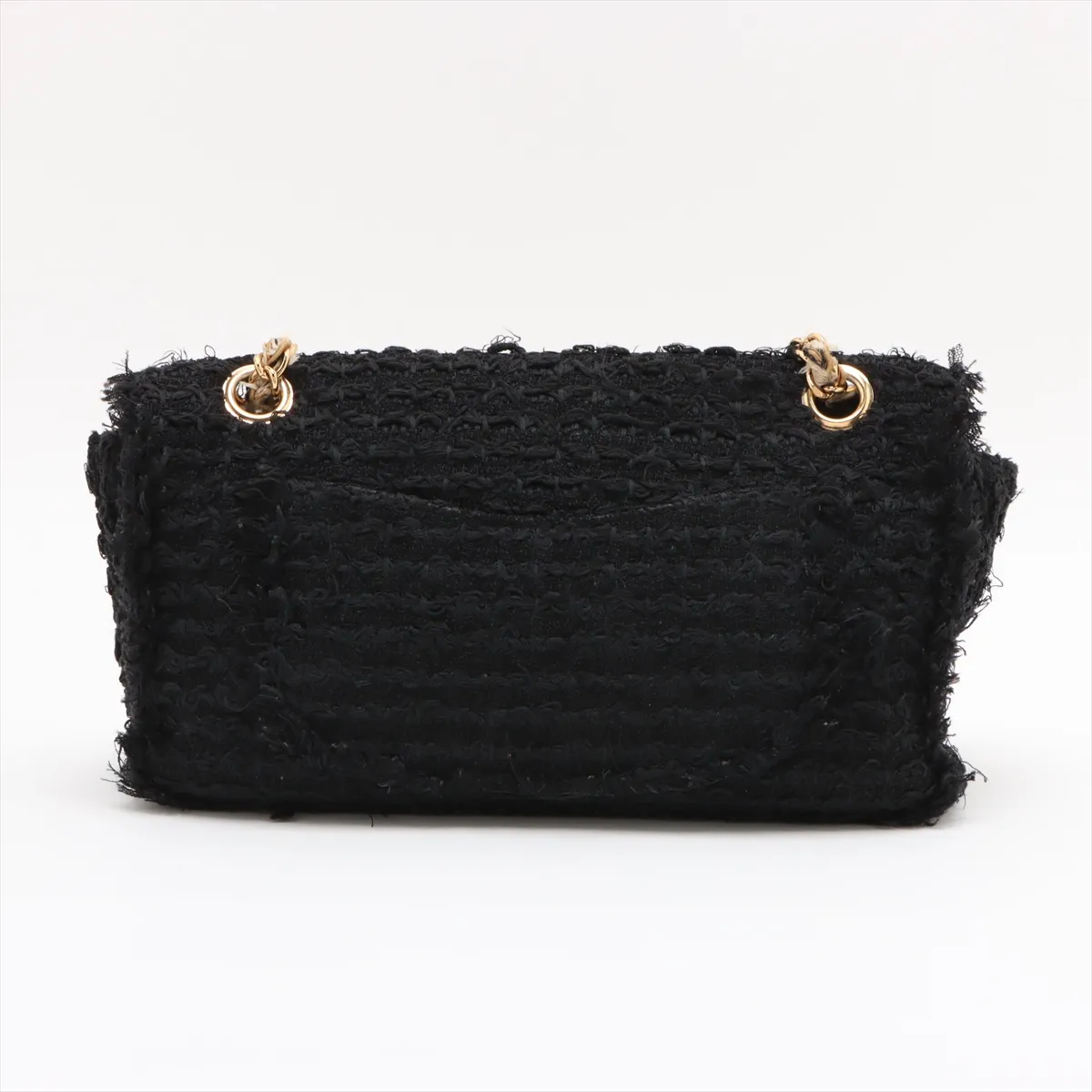 Matelasse fabric single flap double chain bag black gold x silver hardware 13775476 13th series — view 2