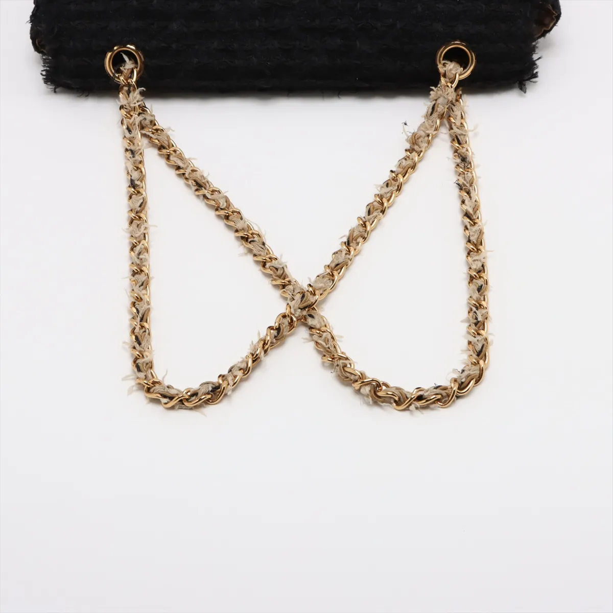 Matelasse fabric single flap double chain bag black gold x silver hardware 13775476 13th series — view 5