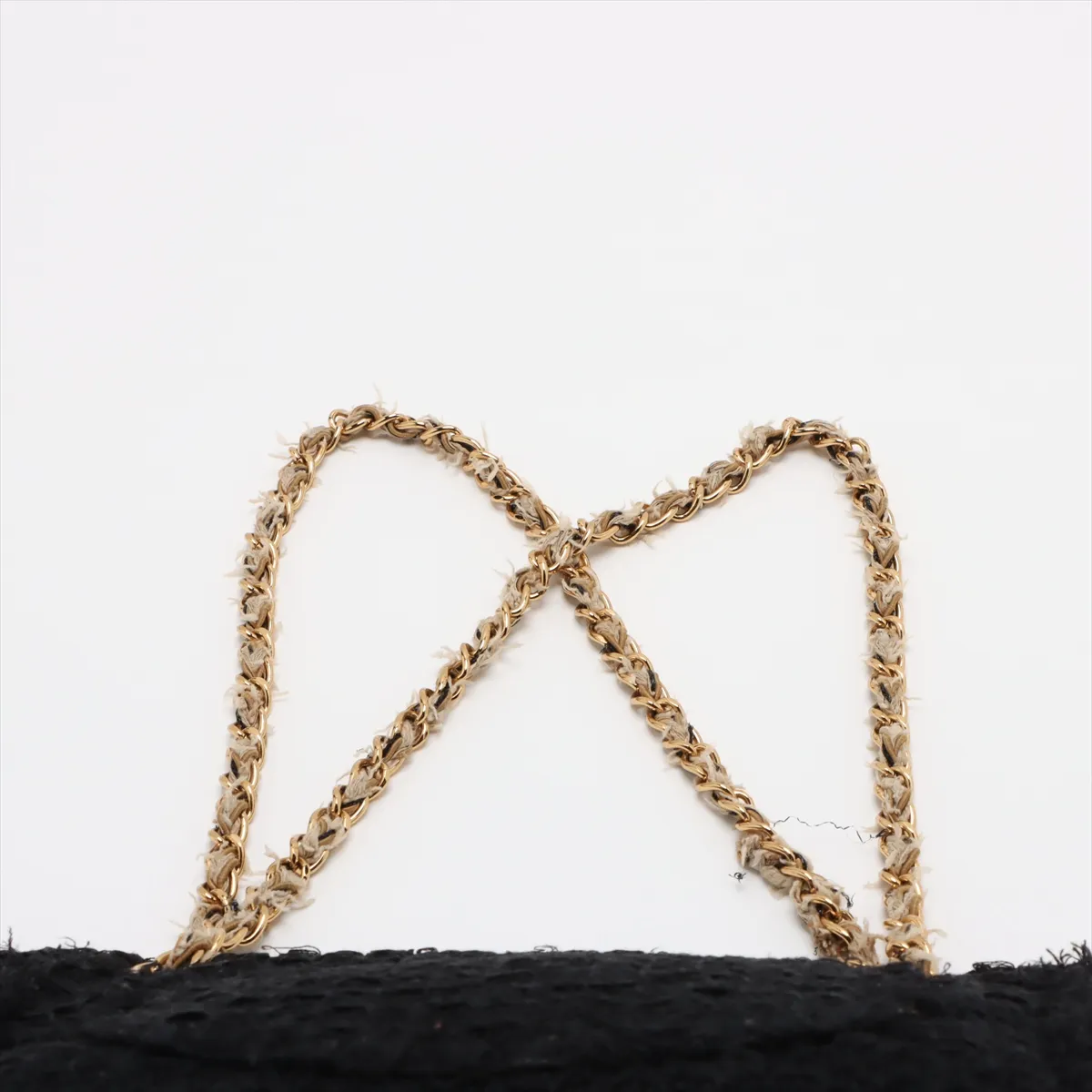 Matelasse fabric single flap double chain bag black gold x silver hardware 13775476 13th series — view 6