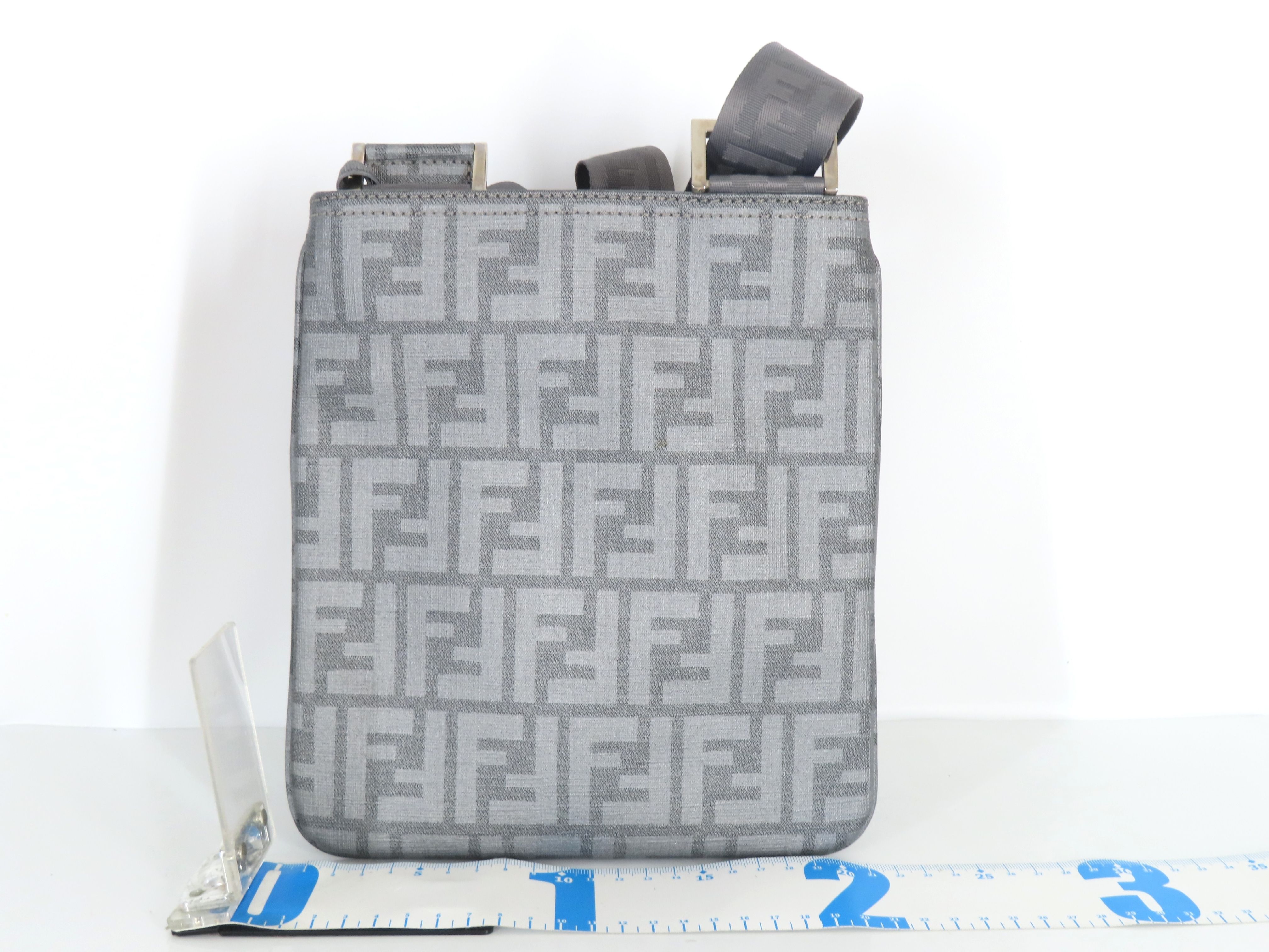 Zucca pattern Fendi Zucca PVC x Leather Shoulder Bag Gray 7VA214 Shoulder Bag — view 2