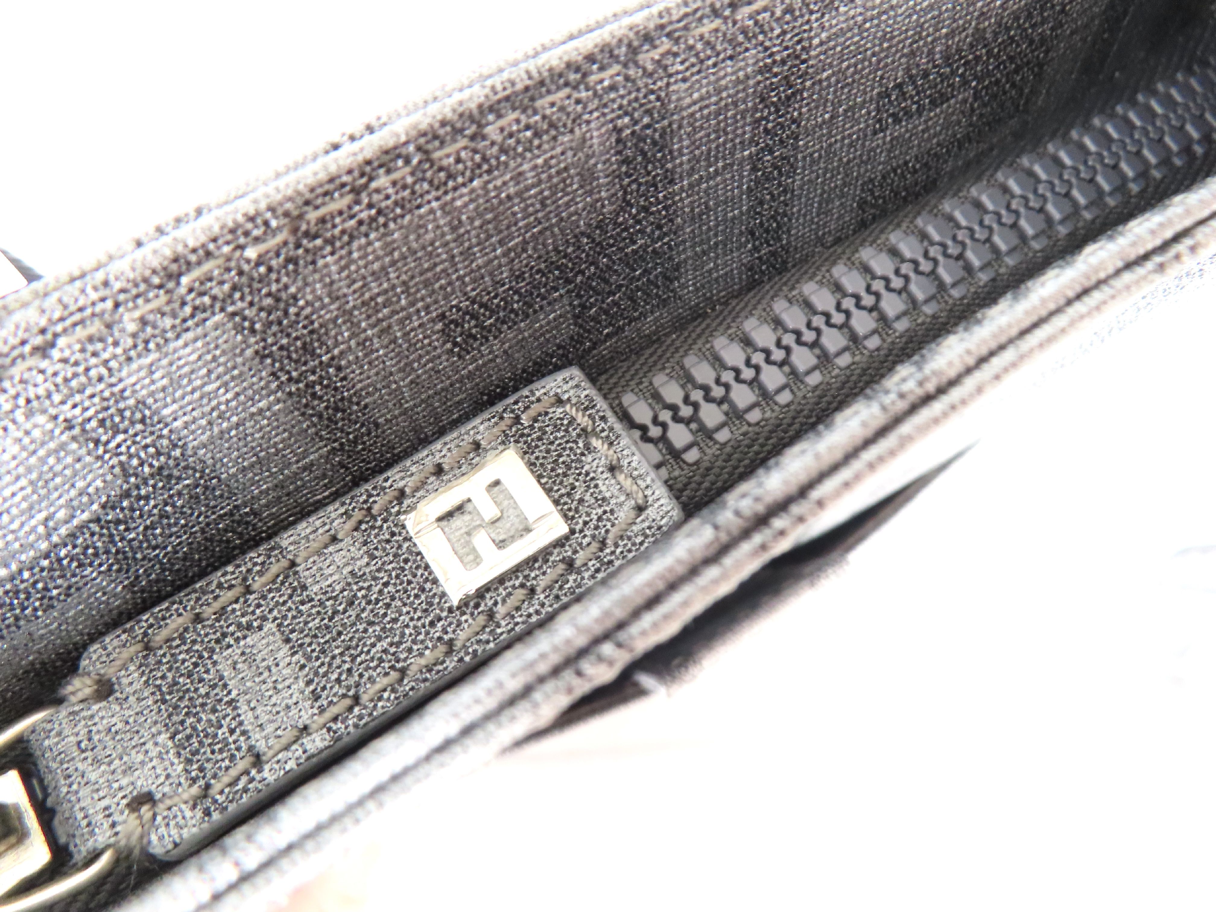 Zucca pattern Fendi Zucca PVC x Leather Shoulder Bag Gray 7VA214 Shoulder Bag — view 11