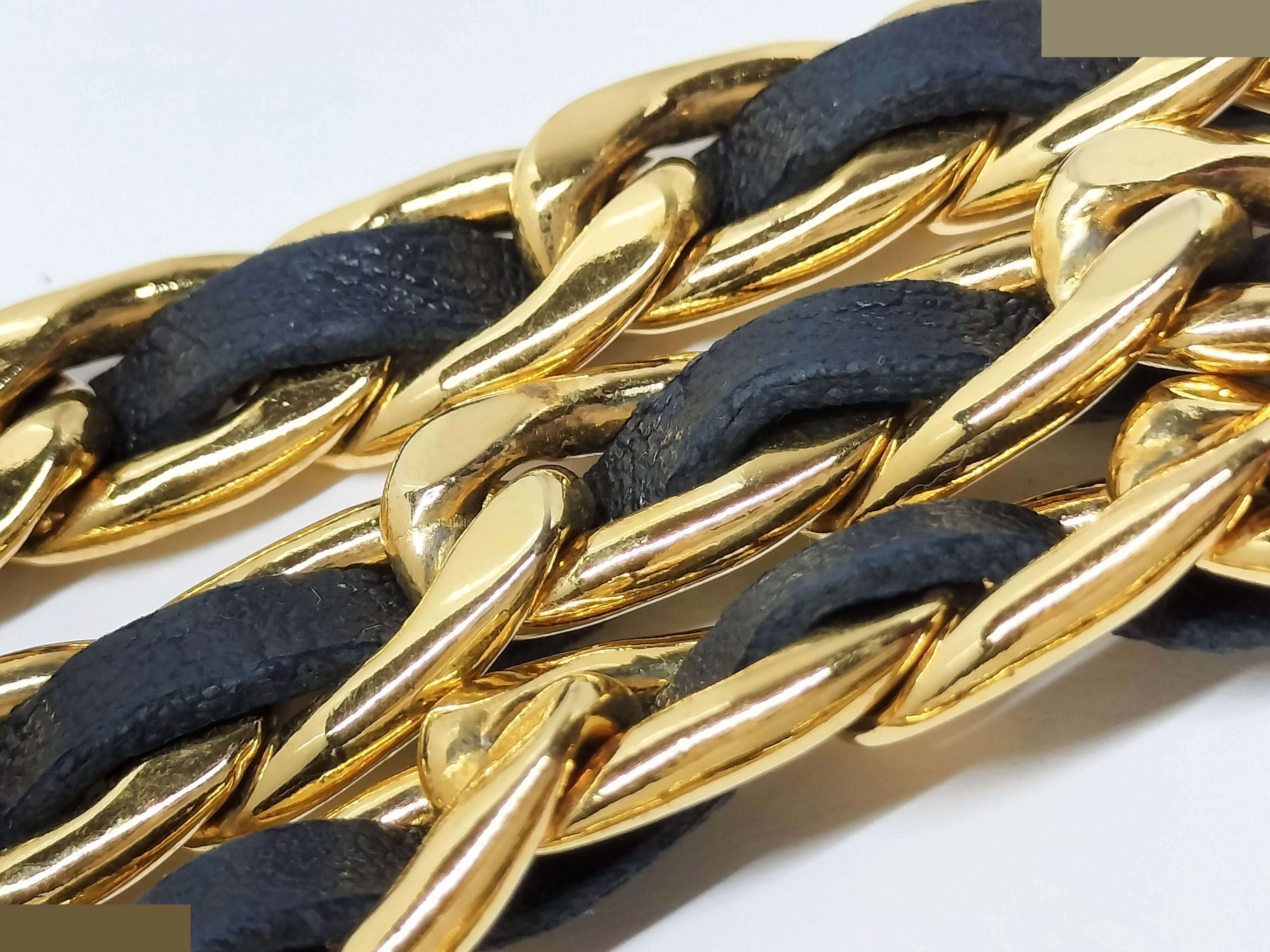 Coco Triple Leather Gold Chain Belt, Total Length Approx. 80cm — view 10