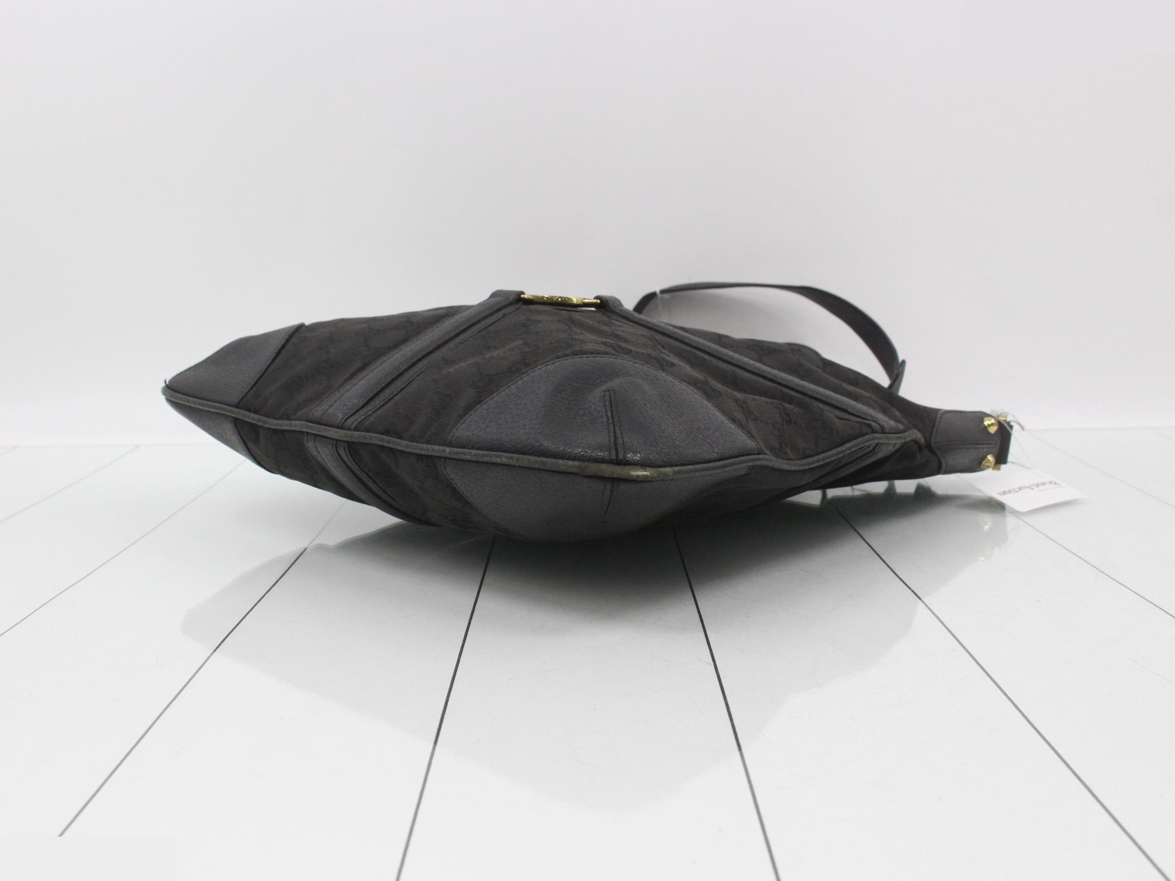 GG Canvas Leather Interlocking G Shoulder Bag, Black — view 6