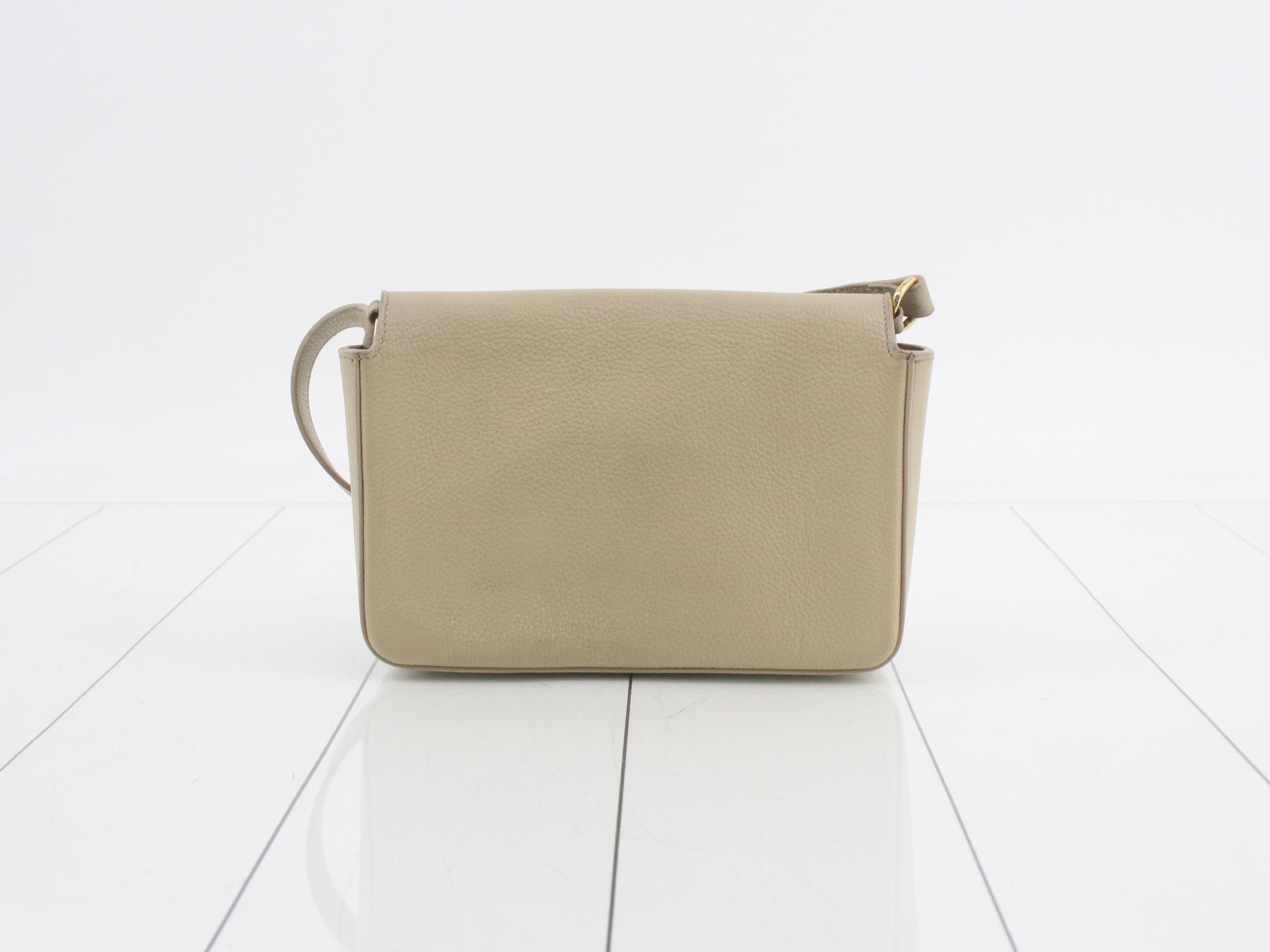 Hampshire Shoulder Bag, Full Flap, Nova Check Leather, Beige — view 2