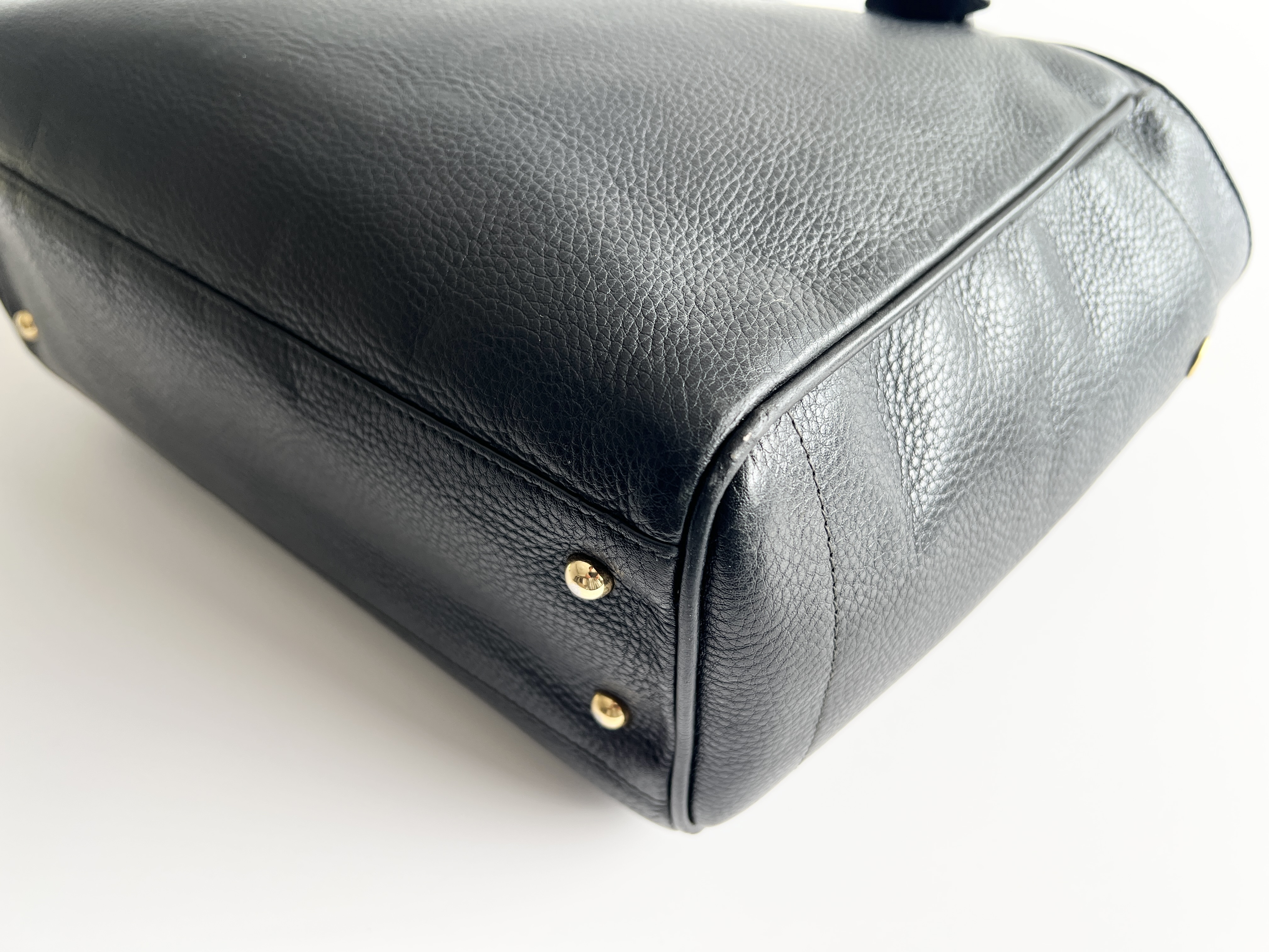 Heritage Embossed Logo Leather Handbag Tote Bag — view 15