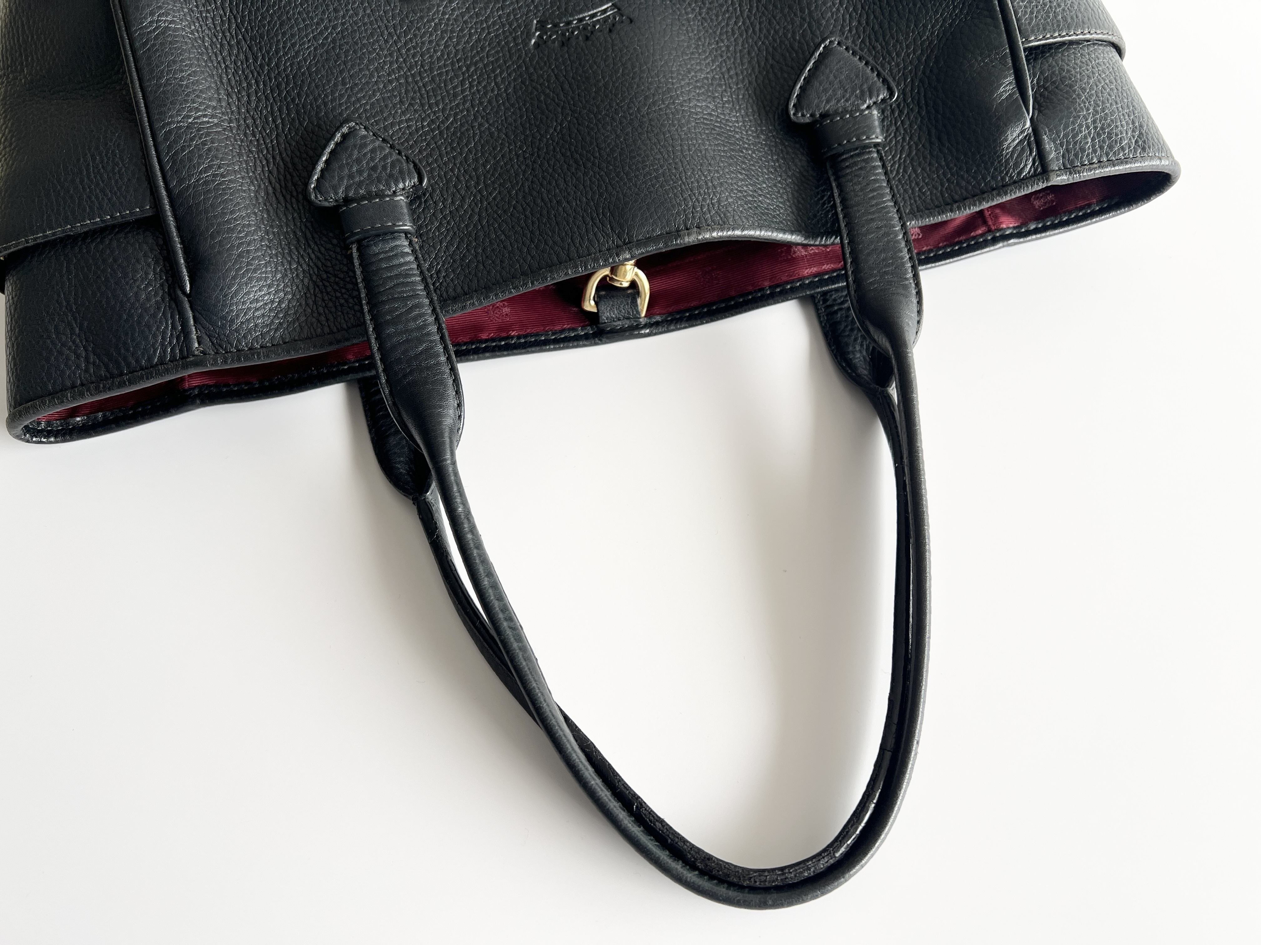 Heritage Embossed Logo Leather Handbag Tote Bag — view 3