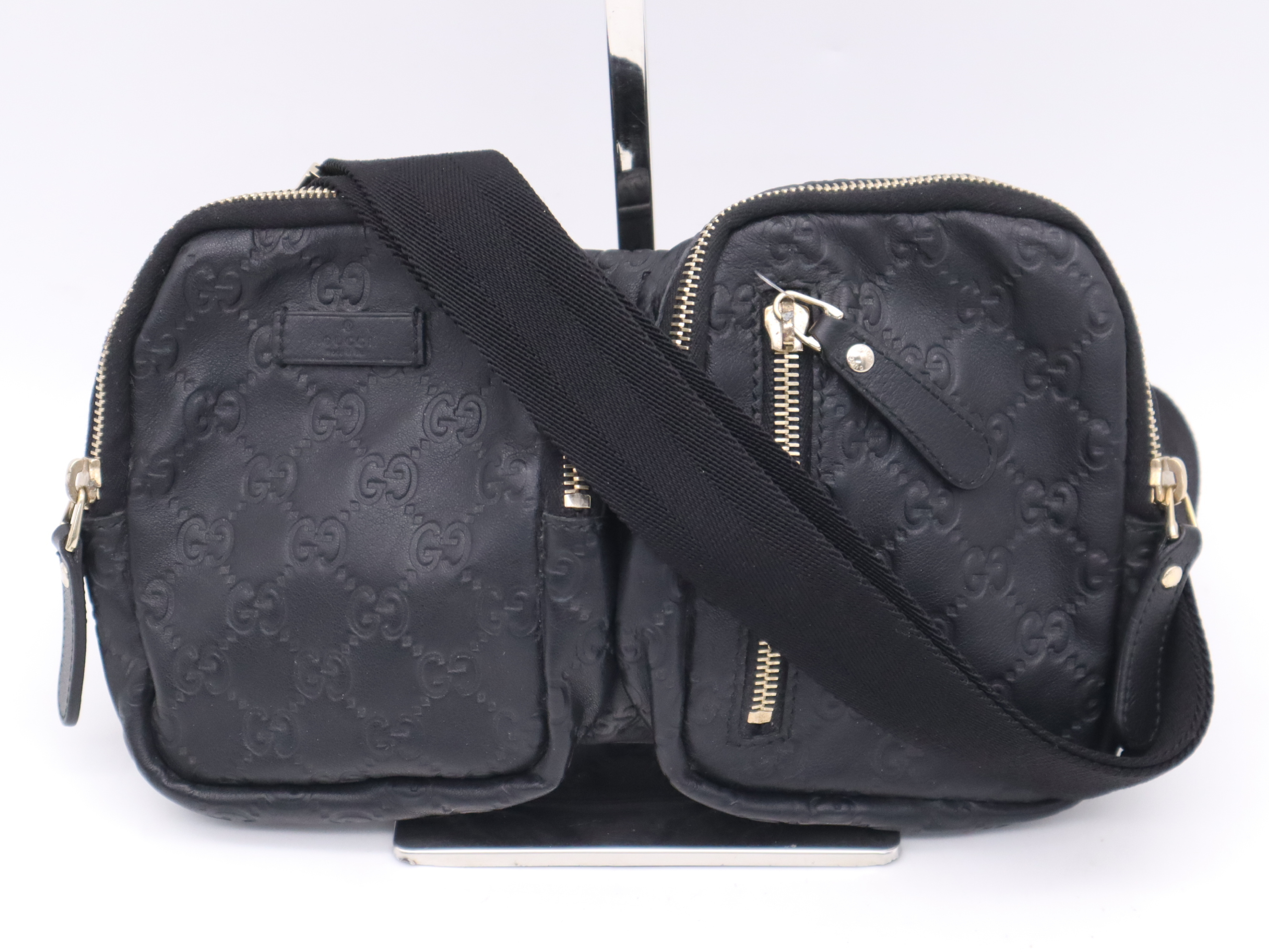 246417 Guccissima Waist Bag, Black, Gold Hardware