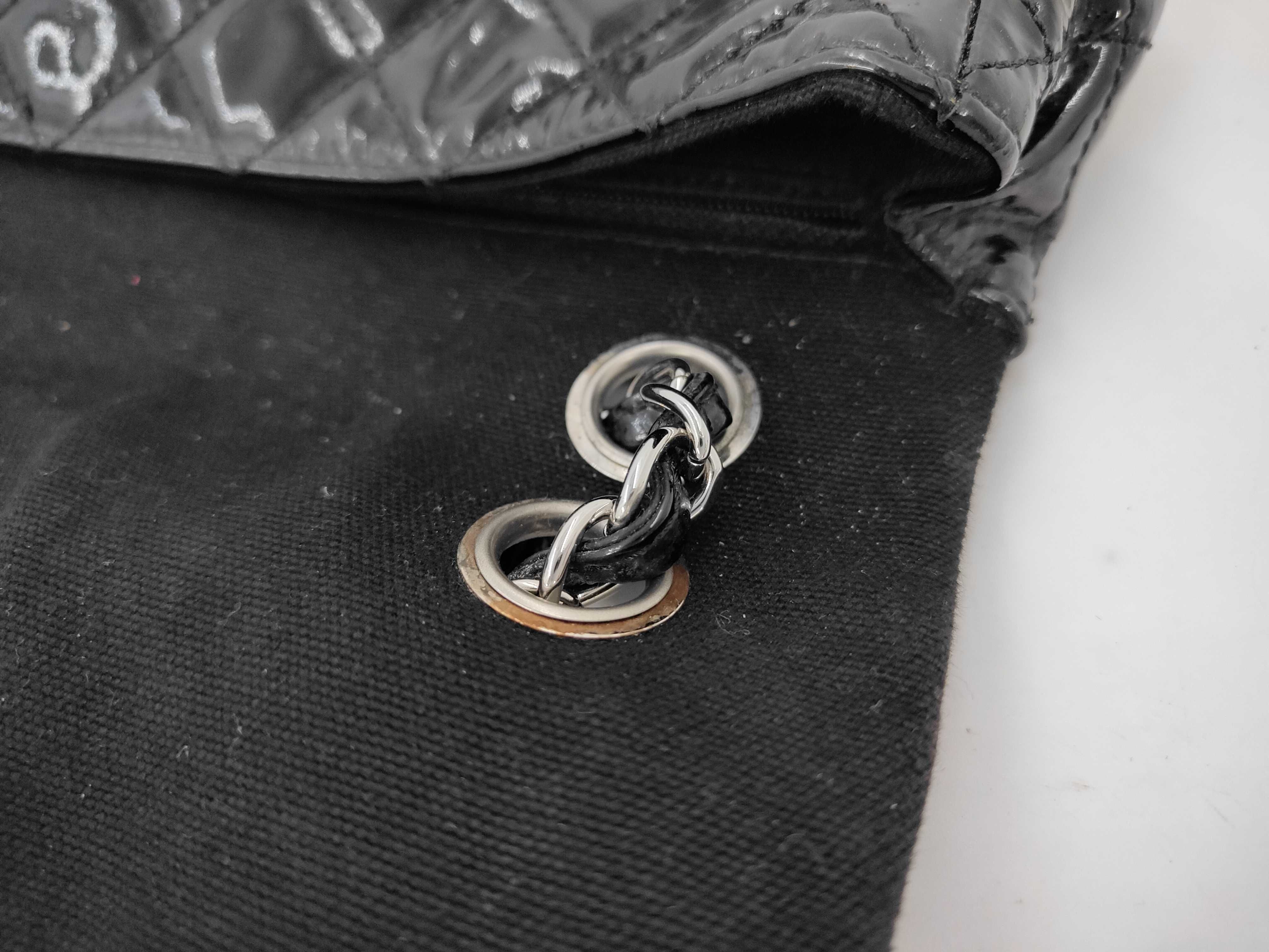 Enamel CHANEL Mesh x Patent Leather Matelasse Tote Bag — view 12