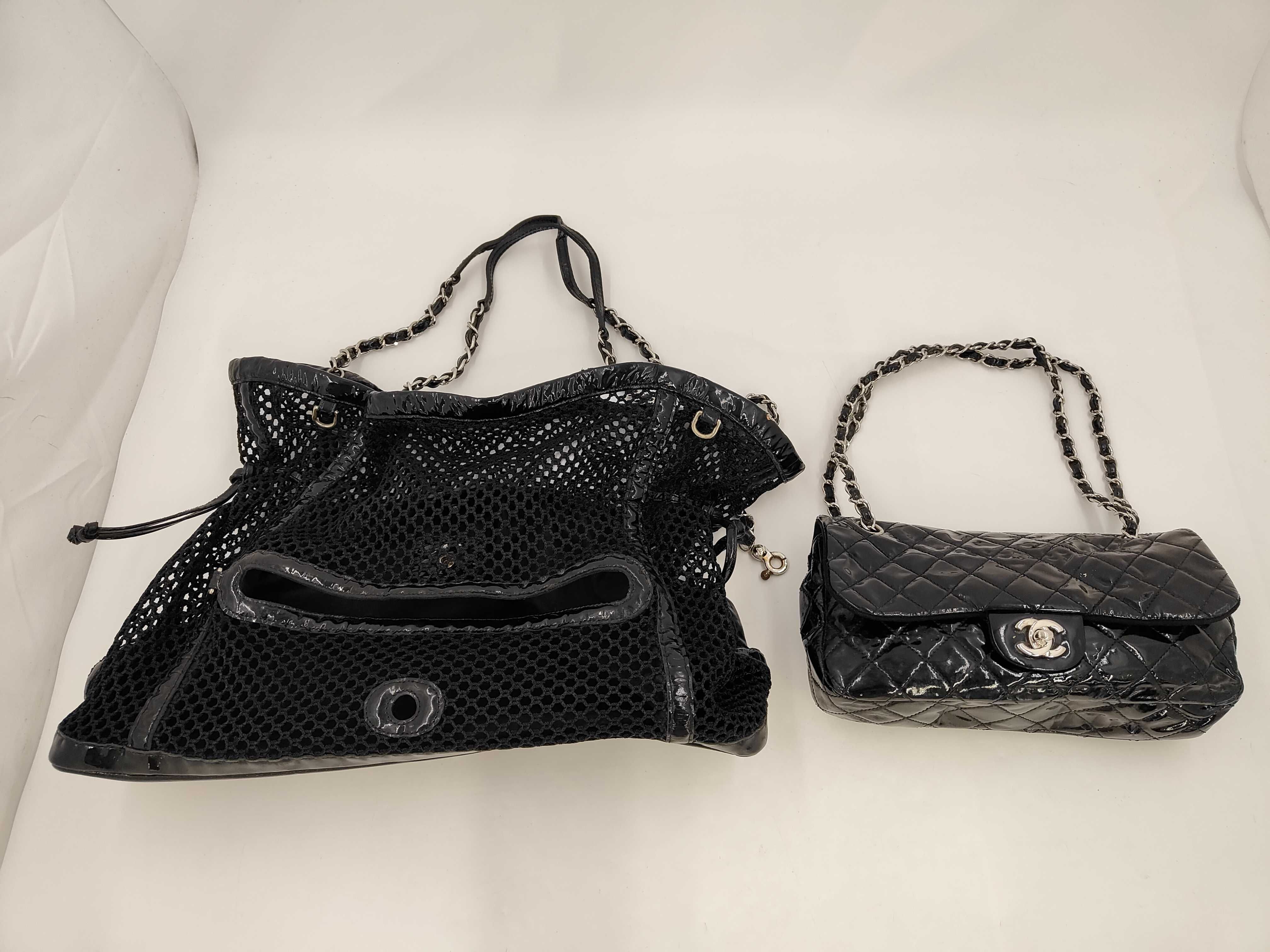 Enamel CHANEL Mesh x Patent Leather Matelasse Tote Bag — view 3