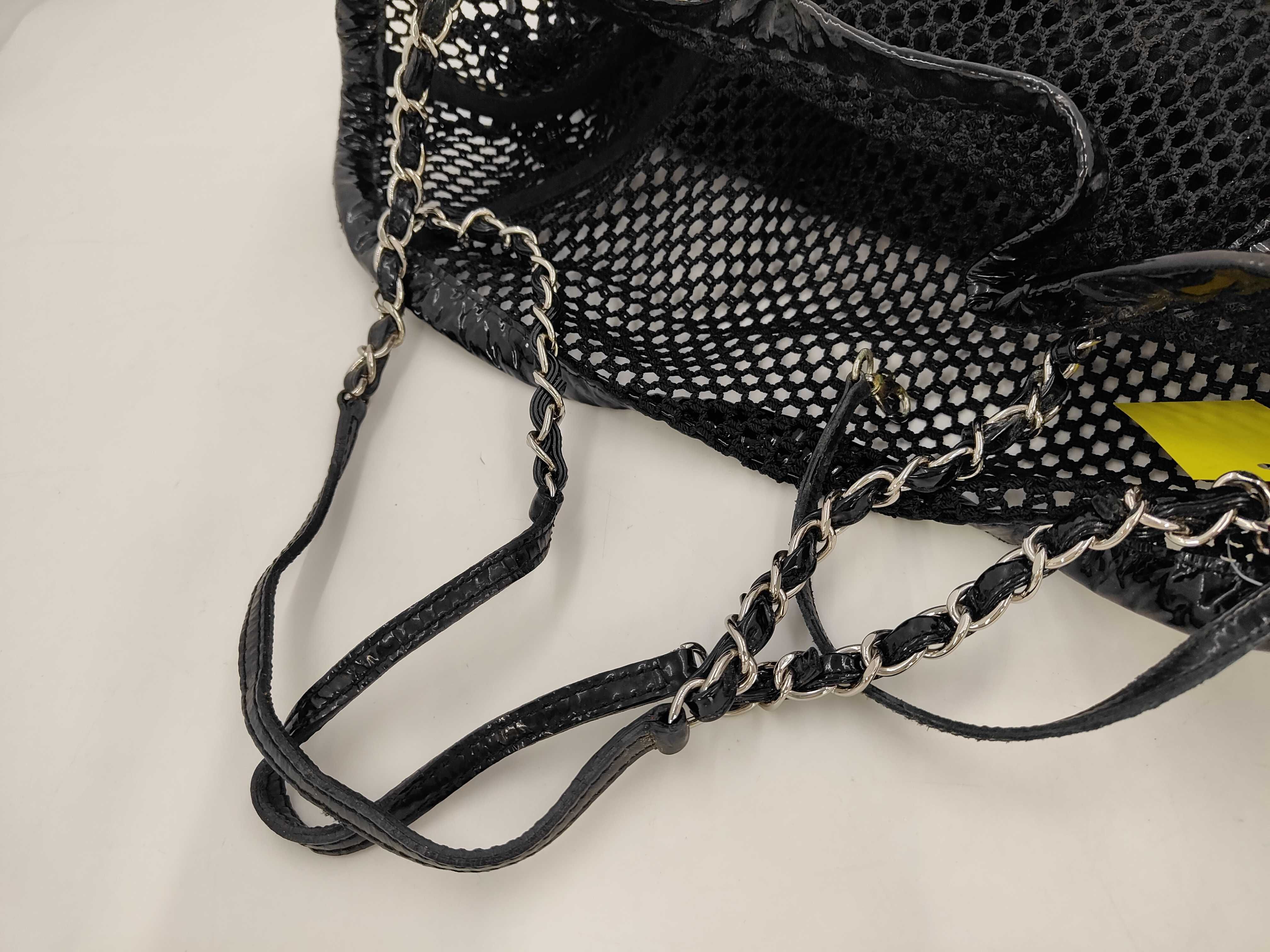 Enamel CHANEL Mesh x Patent Leather Matelasse Tote Bag — view 6