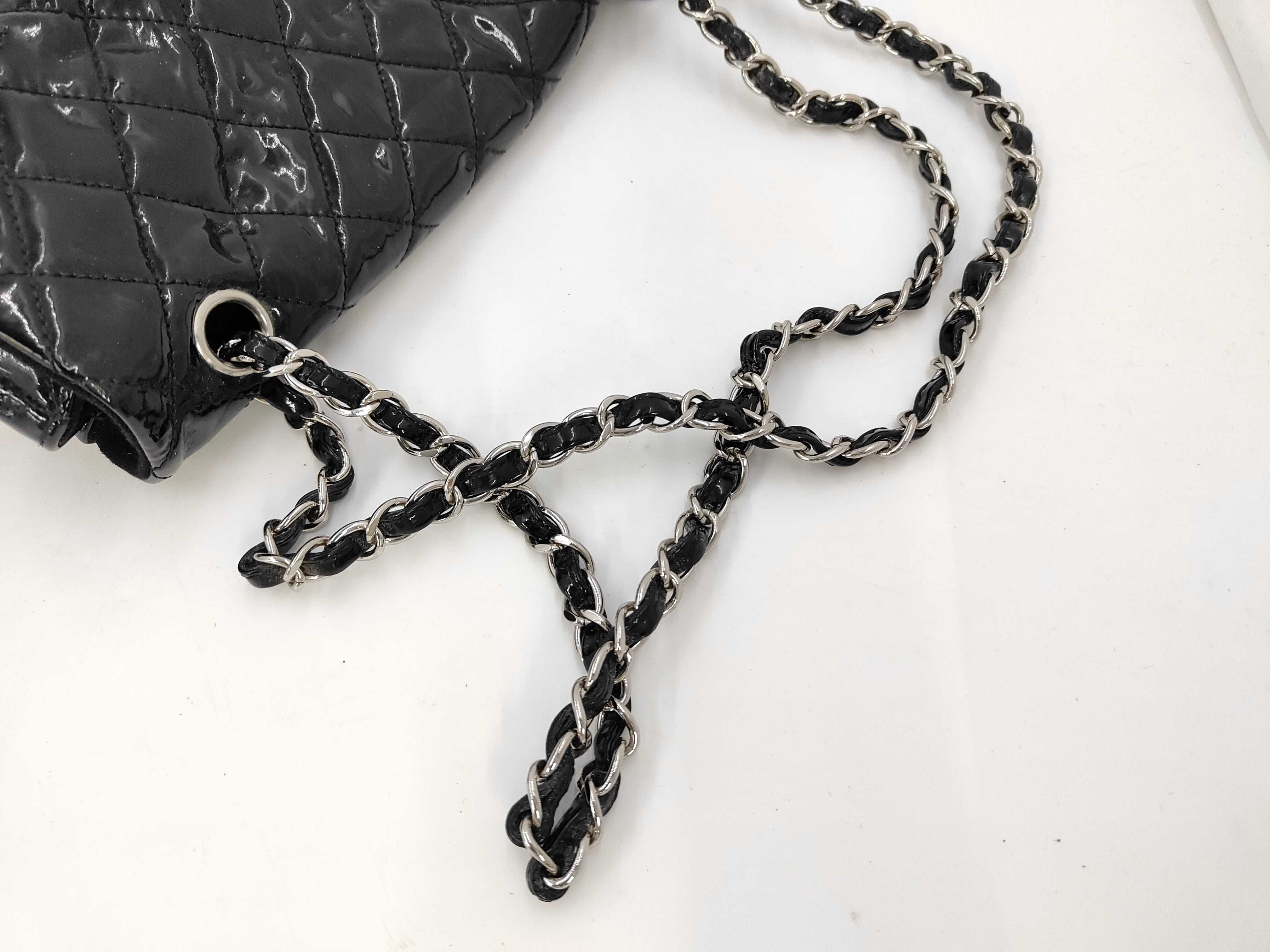 Enamel CHANEL Mesh x Patent Leather Matelasse Tote Bag — view 10