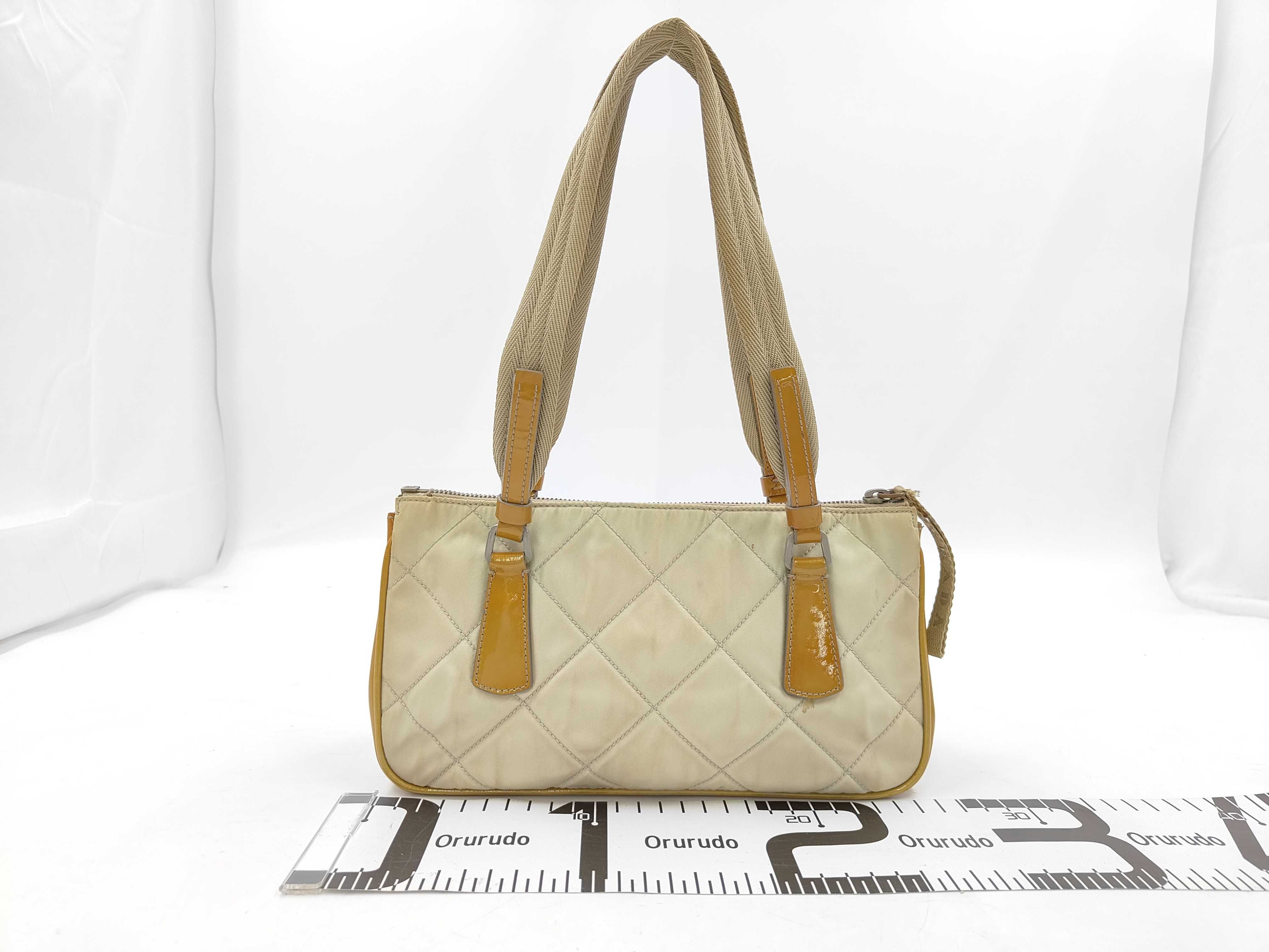 Nylon Quilted Handbag, Beige Shoulder Bag — view 2