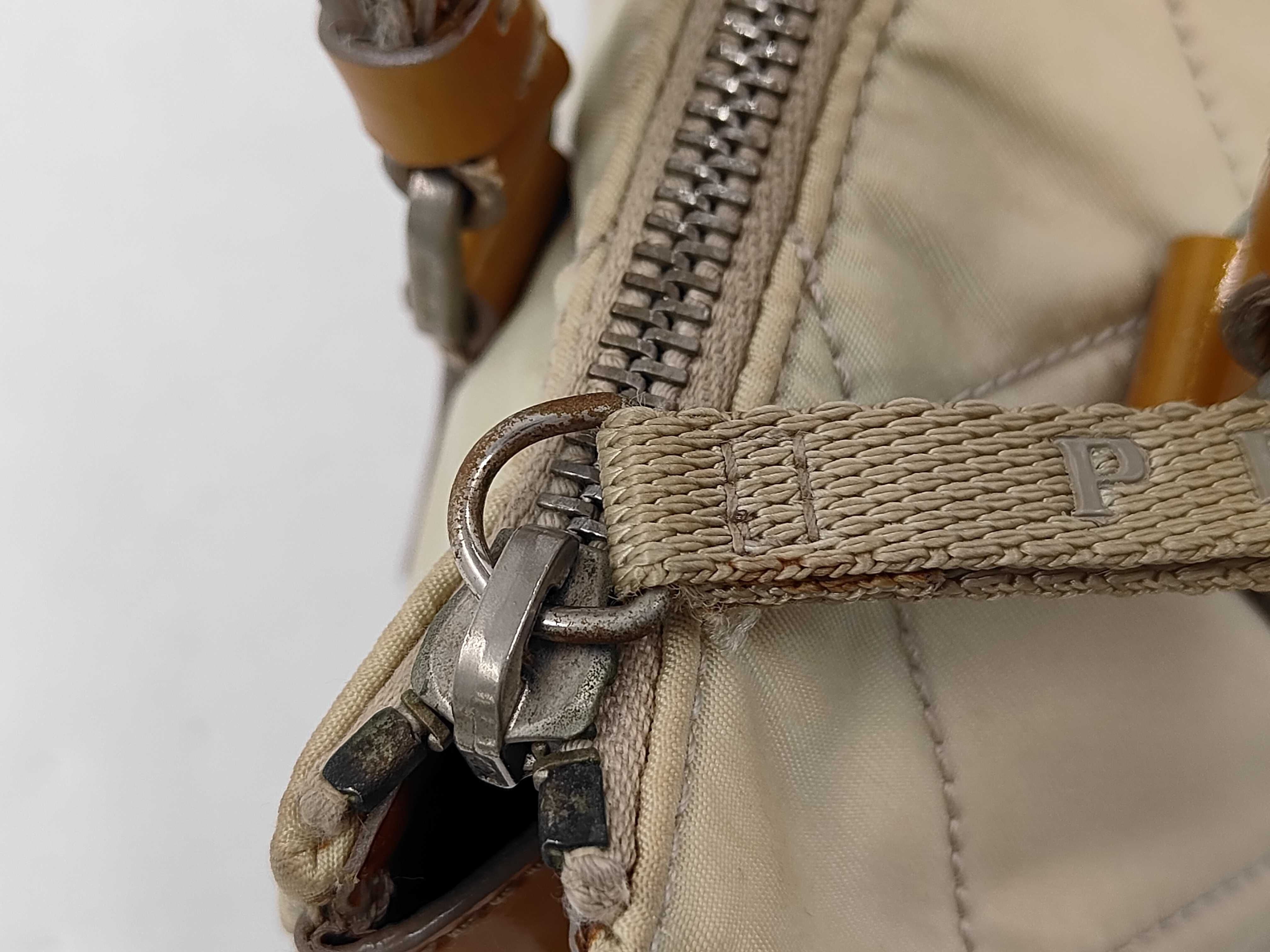 Nylon Quilted Handbag, Beige Shoulder Bag — view 6