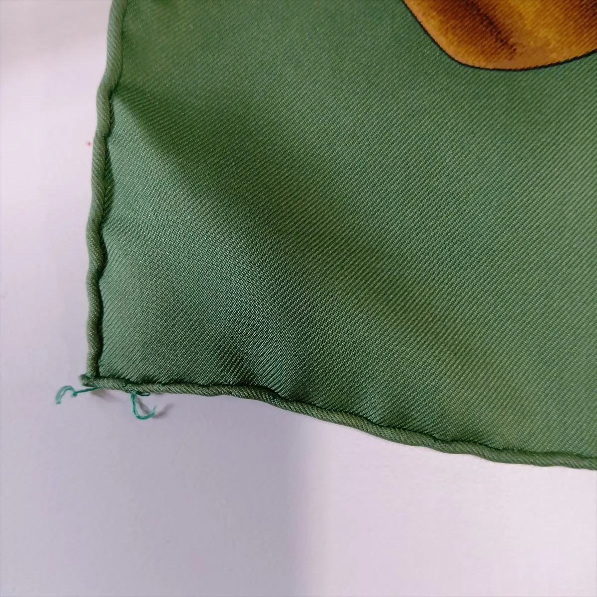 Carre 90 GRAND MANEGE (Grand Taming Technique) Scarf, Silk, Green. Shows wear, — view 11