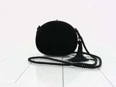 Triomphe Velour Fringe Shoulder Bag