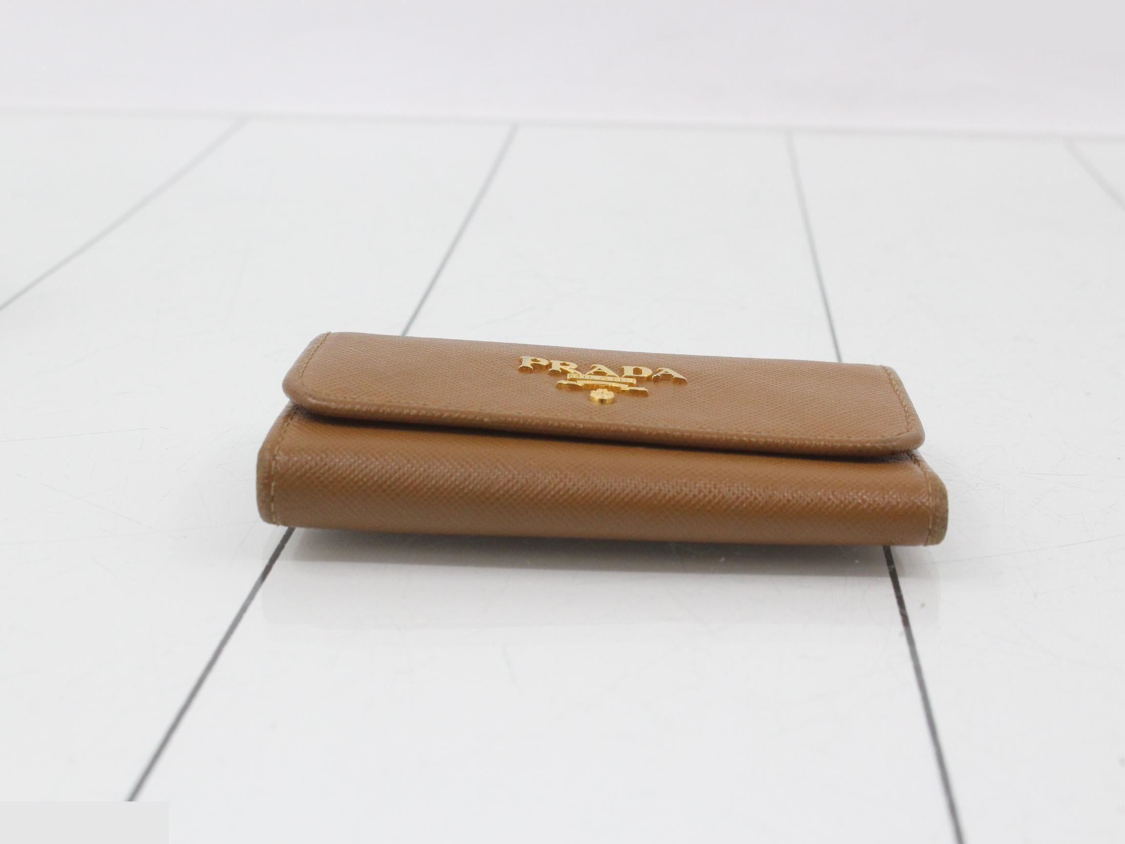 Saffiano Logo 6-Key Case, Brown — view 3