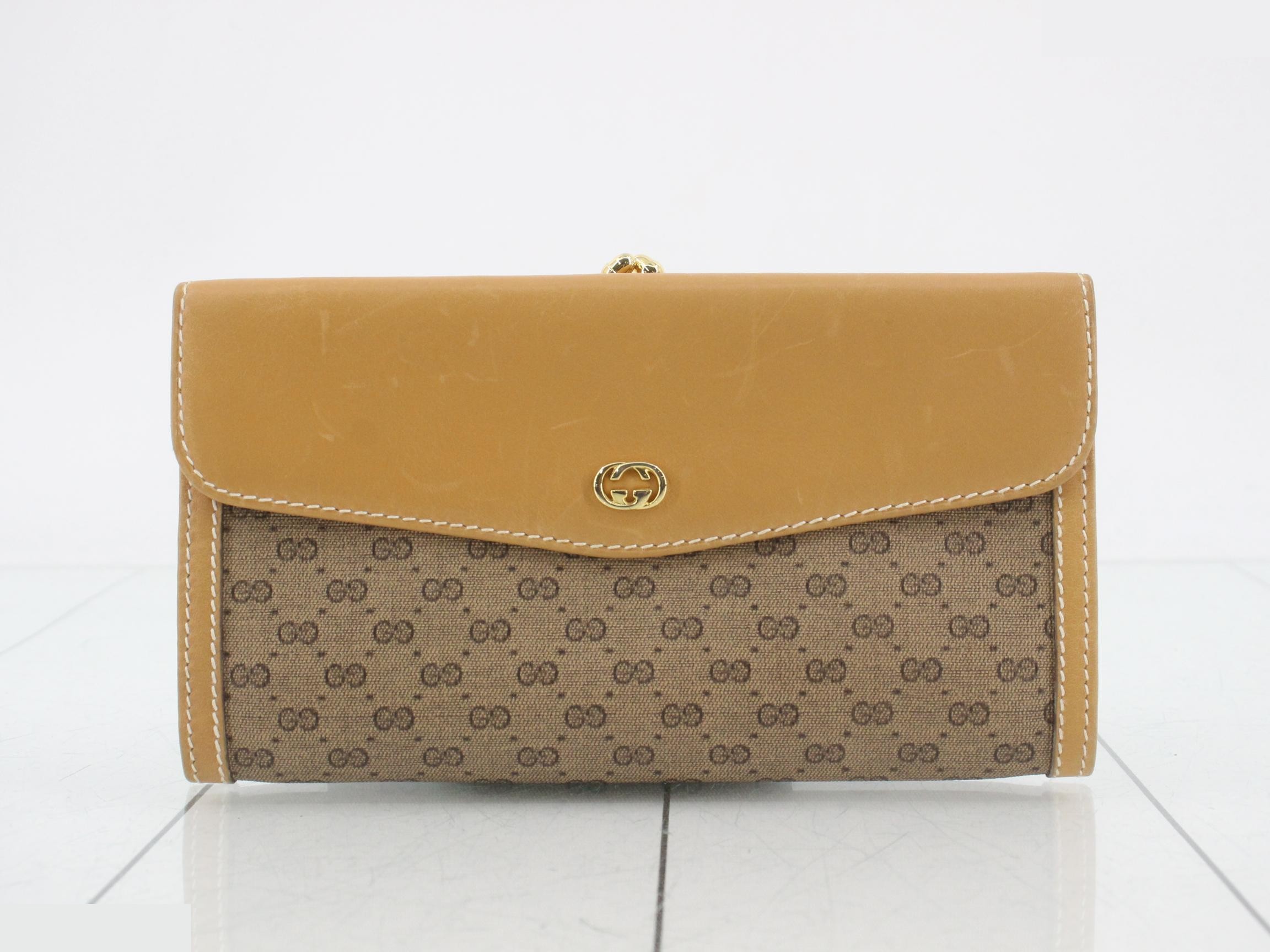 Micro GG Long Wallet, Clasp Closure, Old Gucci