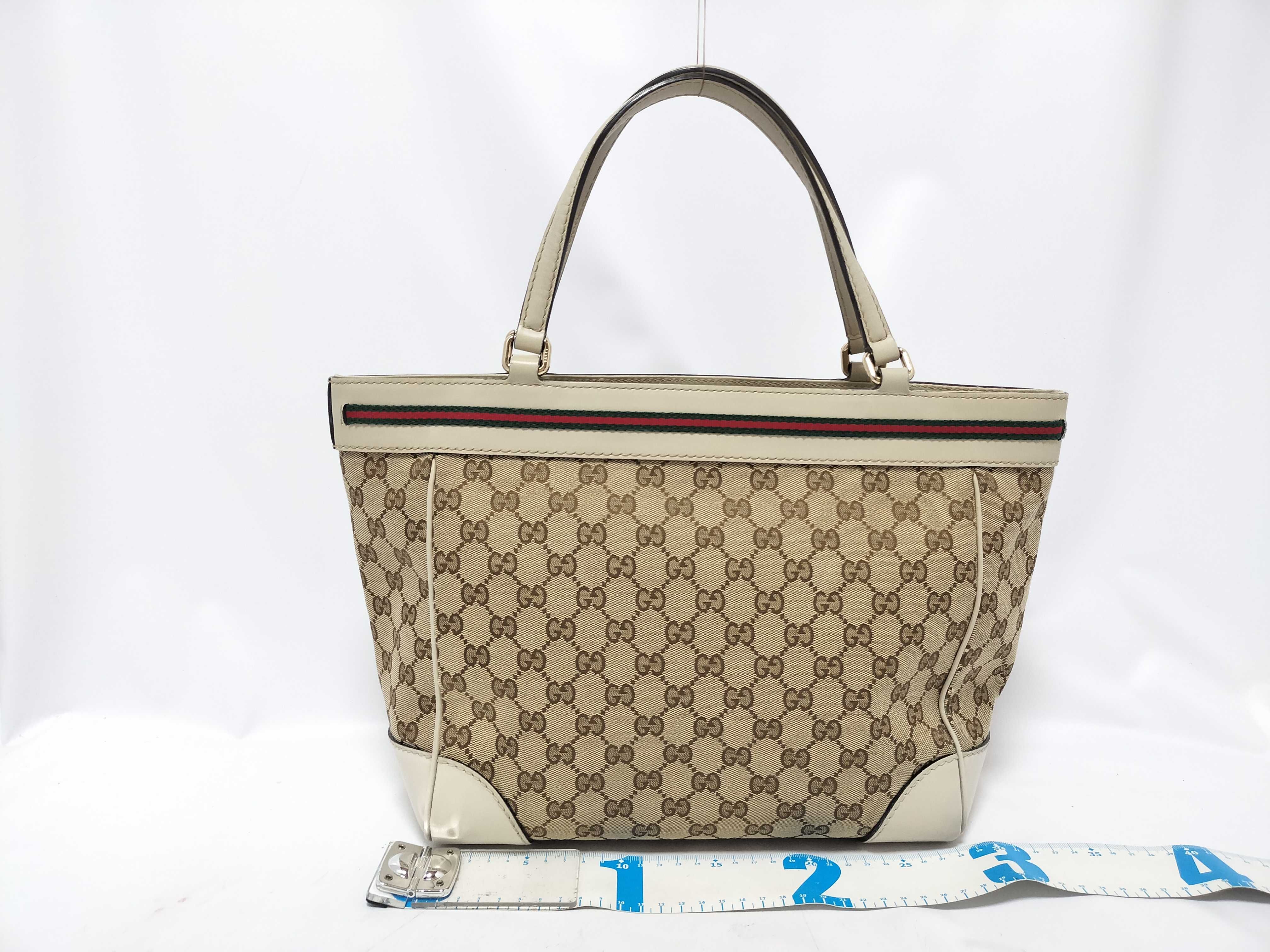GG Canvas 257061 GG Canvas Sherry Line Tote Bag Beige White Tote Bag Handbag — view 2
