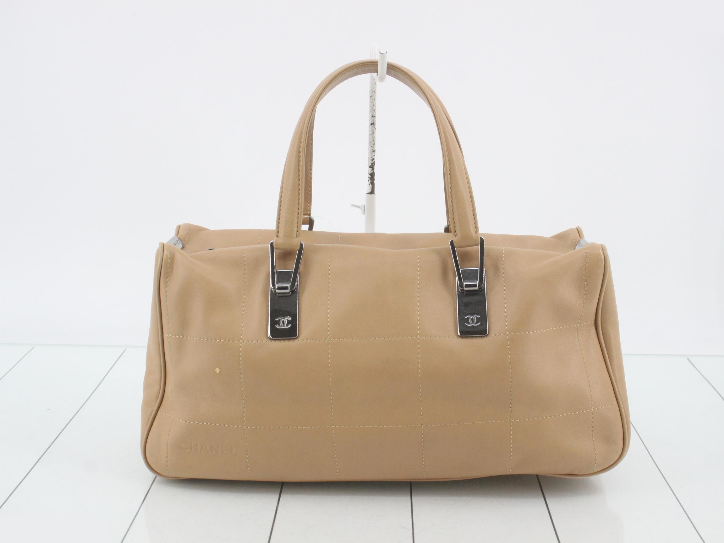 Handbag, beige, silver, lambskin