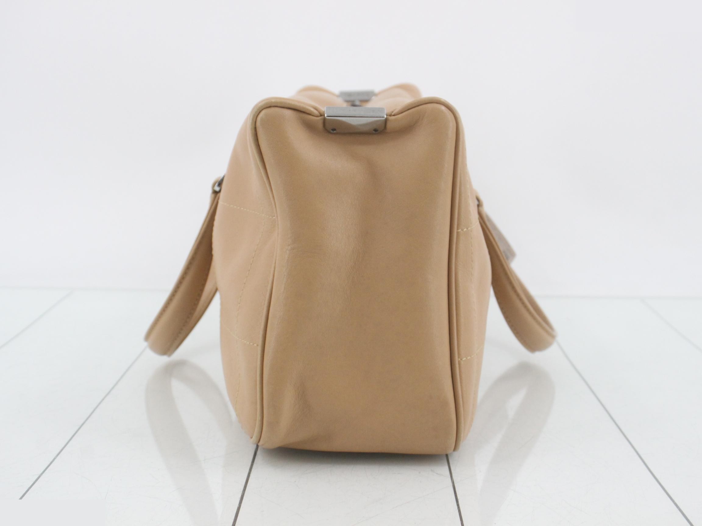 Handbag, beige, silver, lambskin — view 3