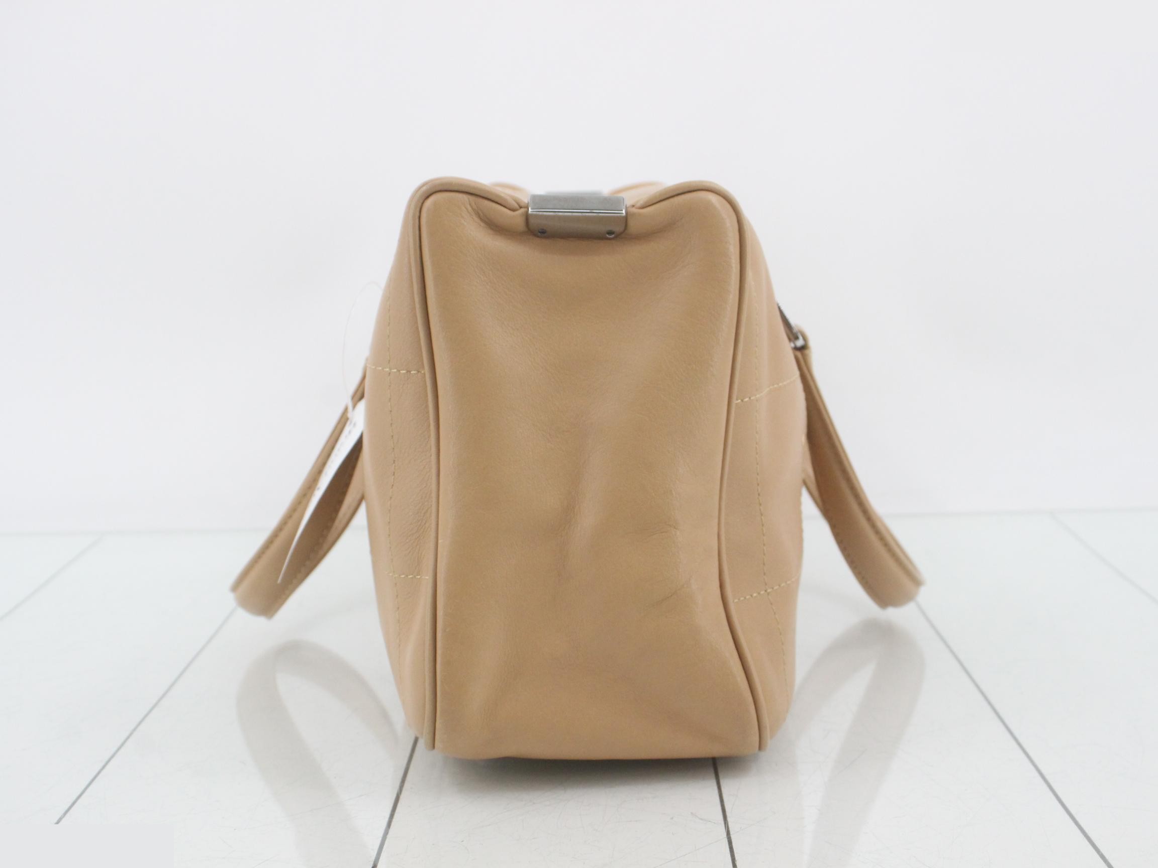 Handbag, beige, silver, lambskin — view 4