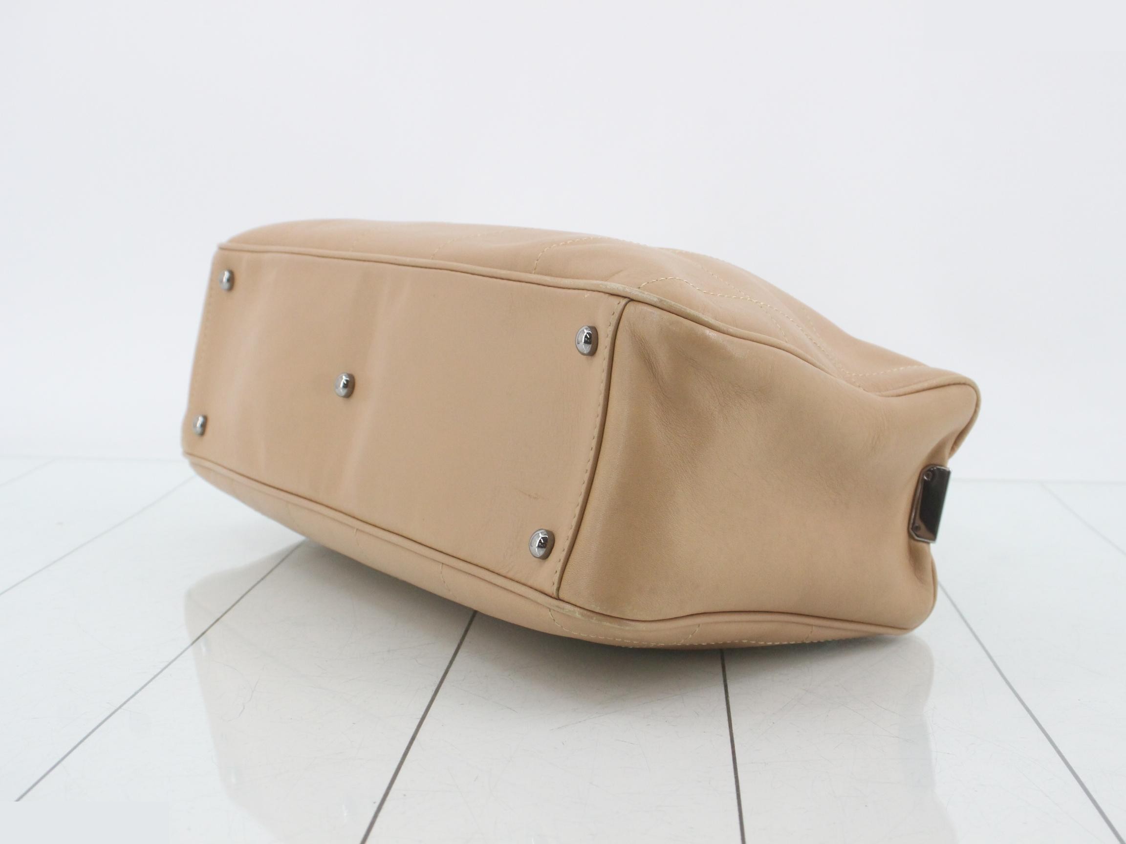Handbag, beige, silver, lambskin — view 6