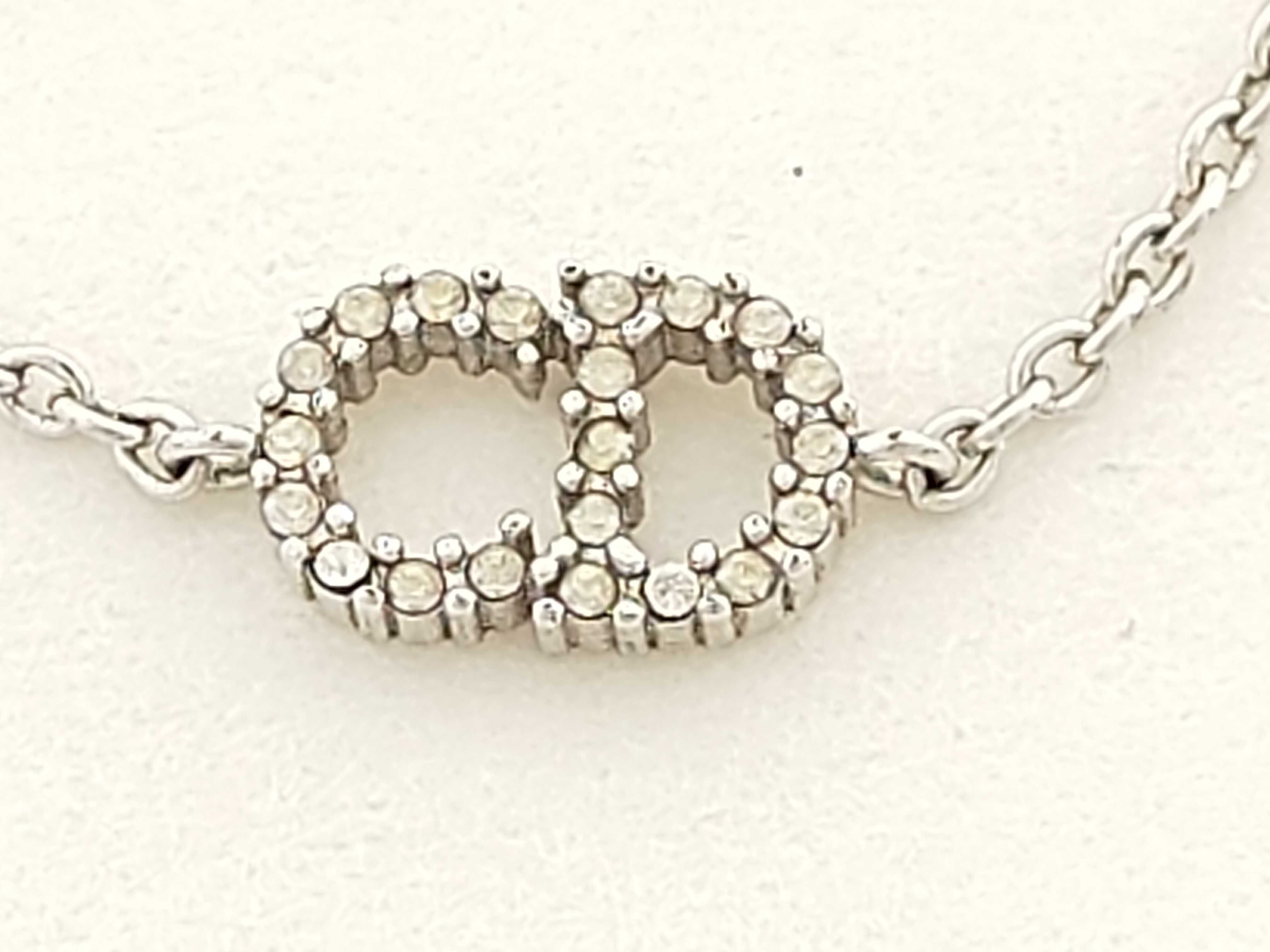 CD Logo Rhinestone Silver 2.1g Bracelet/Bangle — view 2