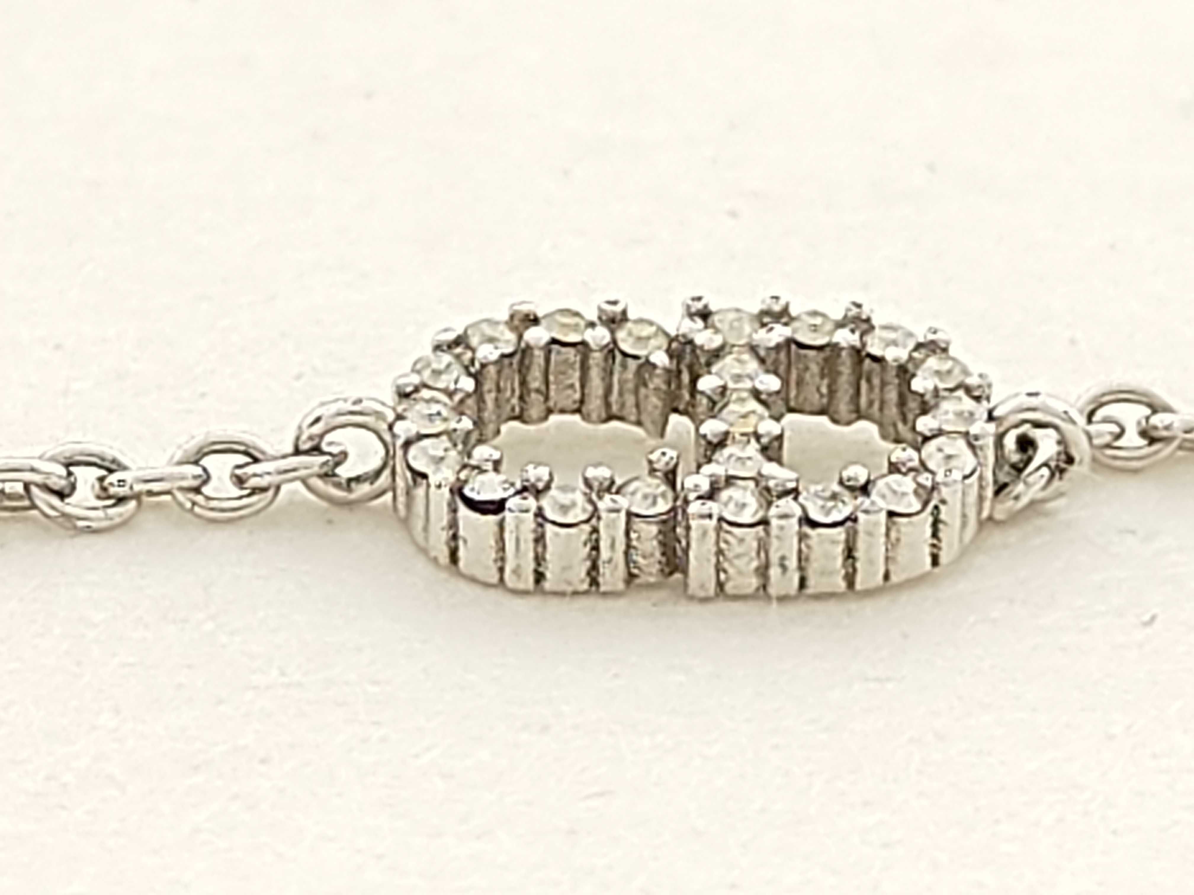 CD Logo Rhinestone Silver 2.1g Bracelet/Bangle — view 4