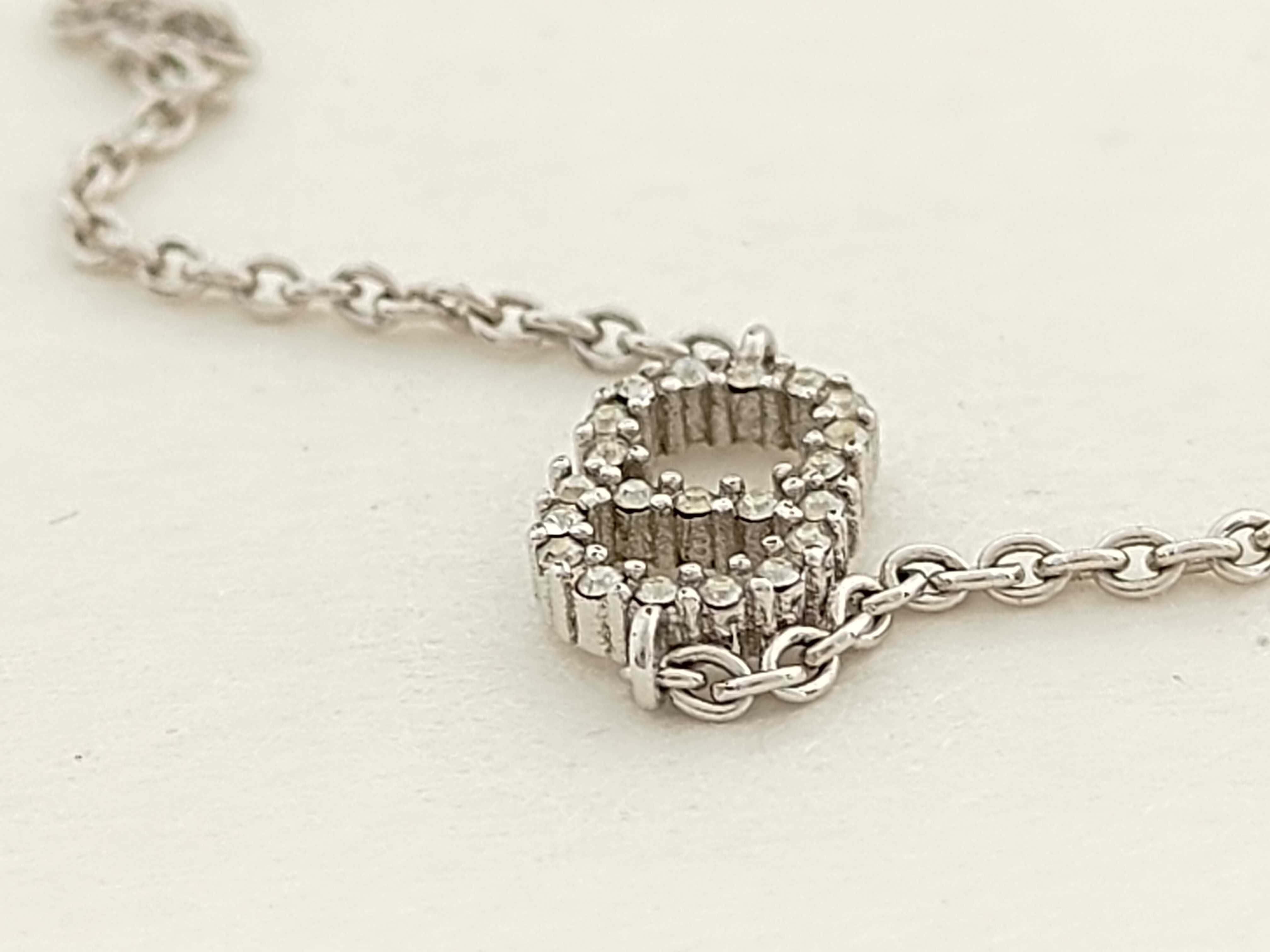 CD Logo Rhinestone Silver 2.1g Bracelet/Bangle — view 6