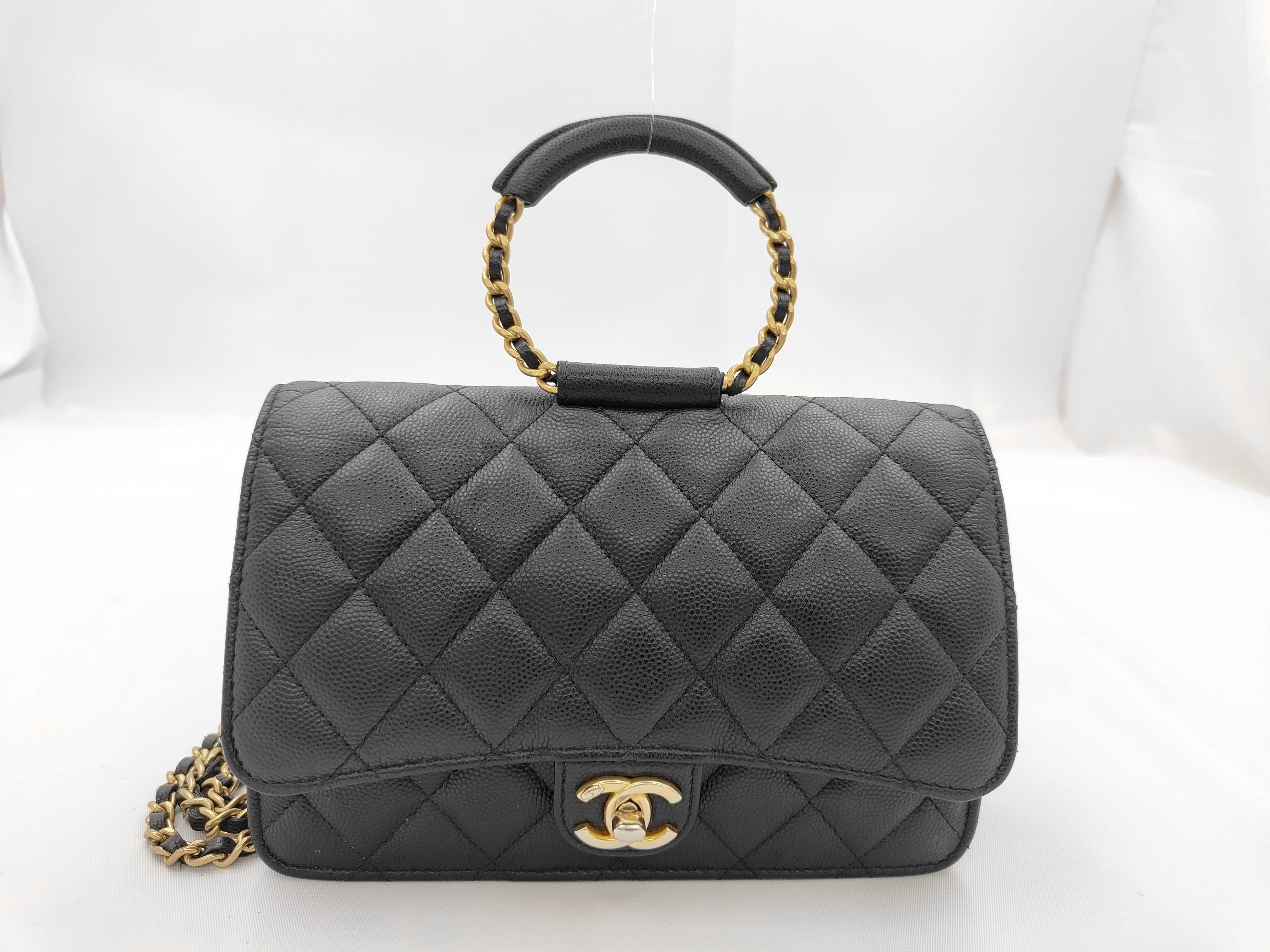 Matelassé 2-Way Chain Wallet Caviar Leather Black Shoulder Bag