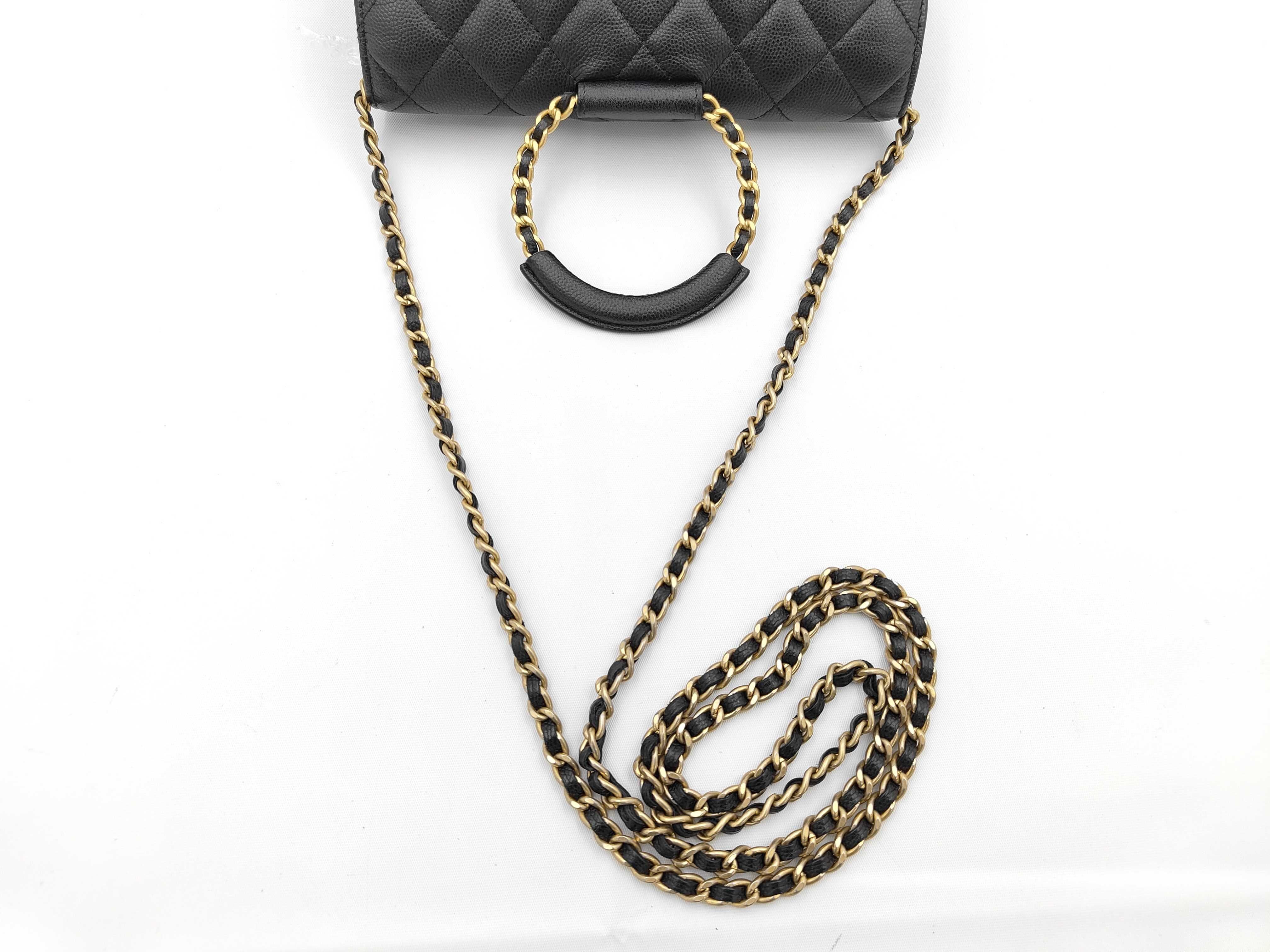 Matelassé 2-Way Chain Wallet Caviar Leather Black Shoulder Bag — view 3