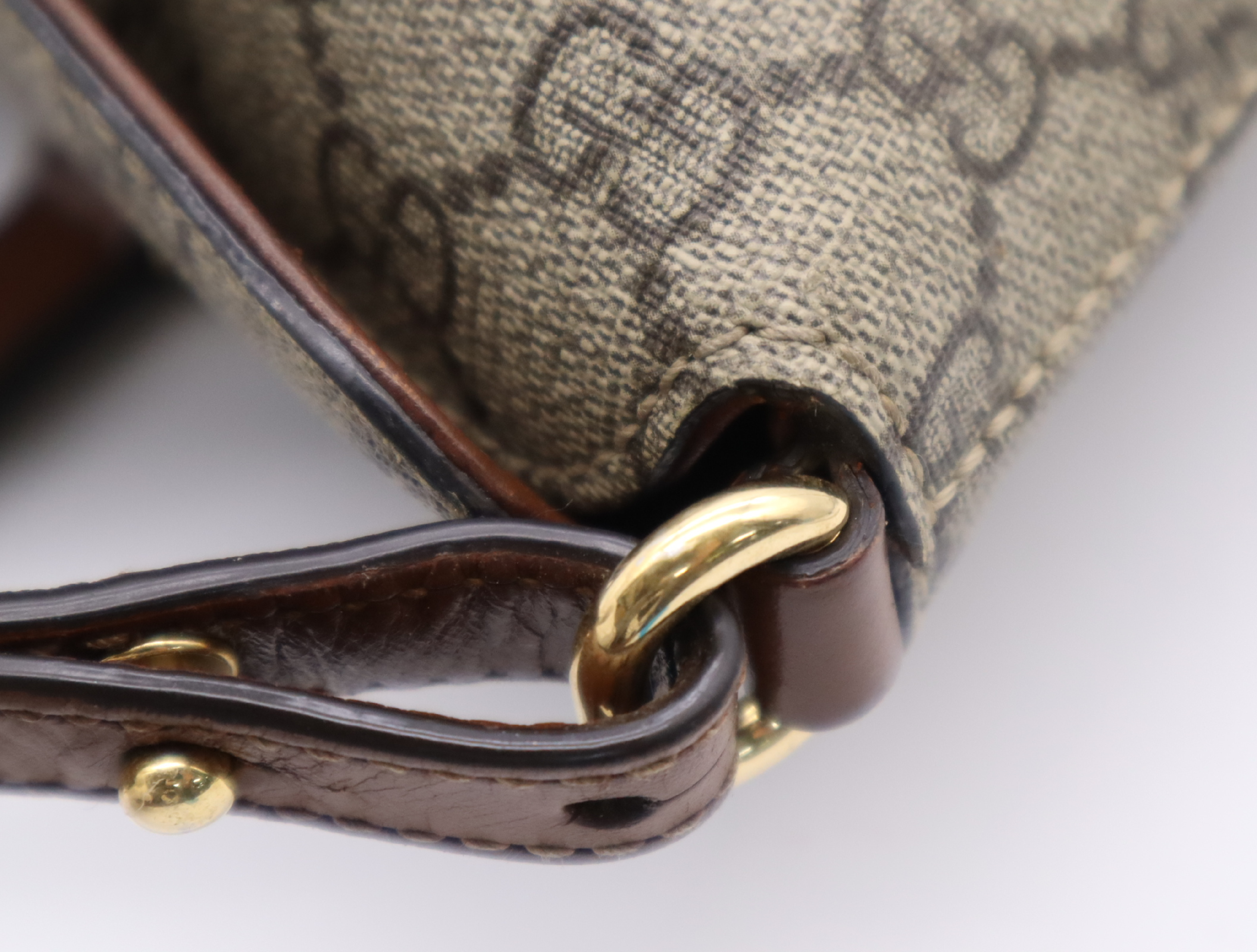 429147 Canvas/Leather GG Canvas 2-Way Handbag with Gold Hardware and Shoulder Strap — view 11