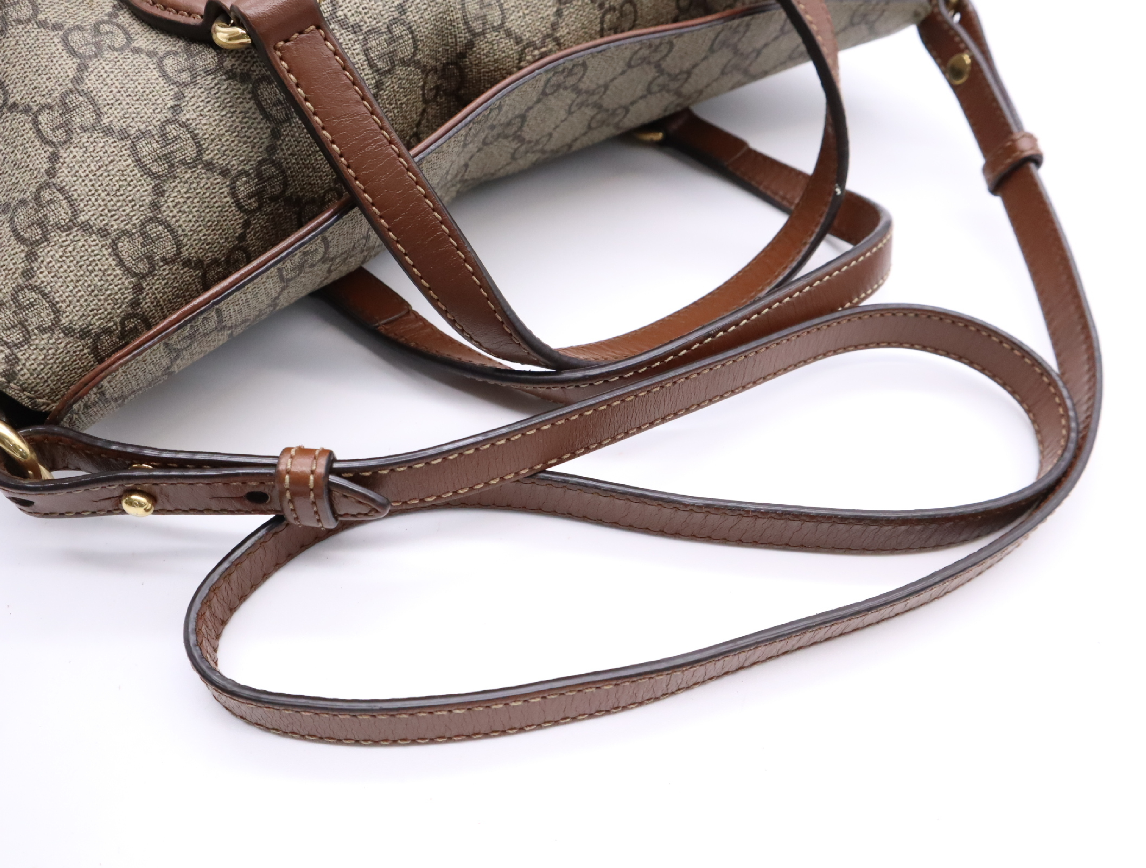429147 Canvas/Leather GG Canvas 2-Way Handbag with Gold Hardware and Shoulder Strap — view 12