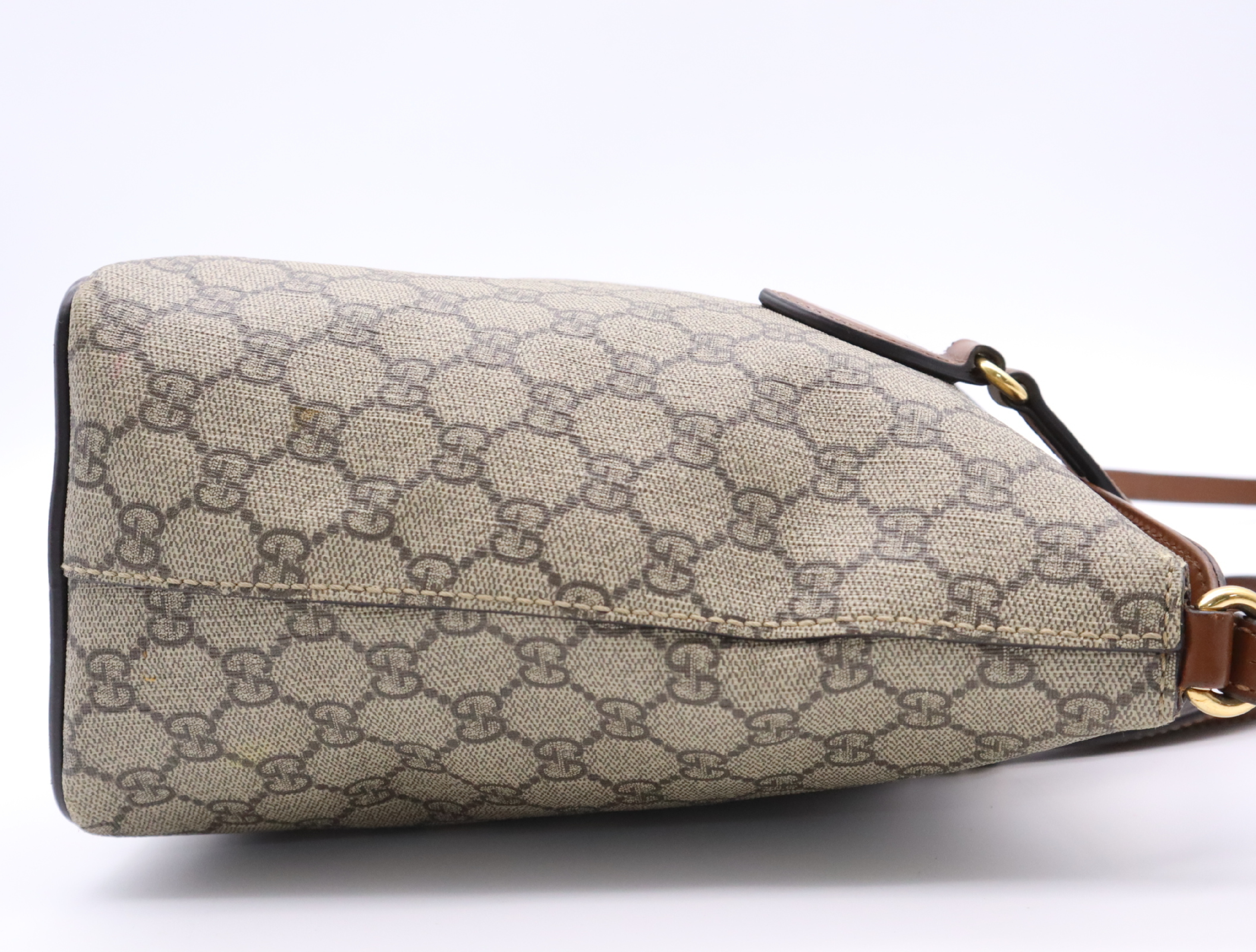 429147 Canvas/Leather GG Canvas 2-Way Handbag with Gold Hardware and Shoulder Strap — view 5