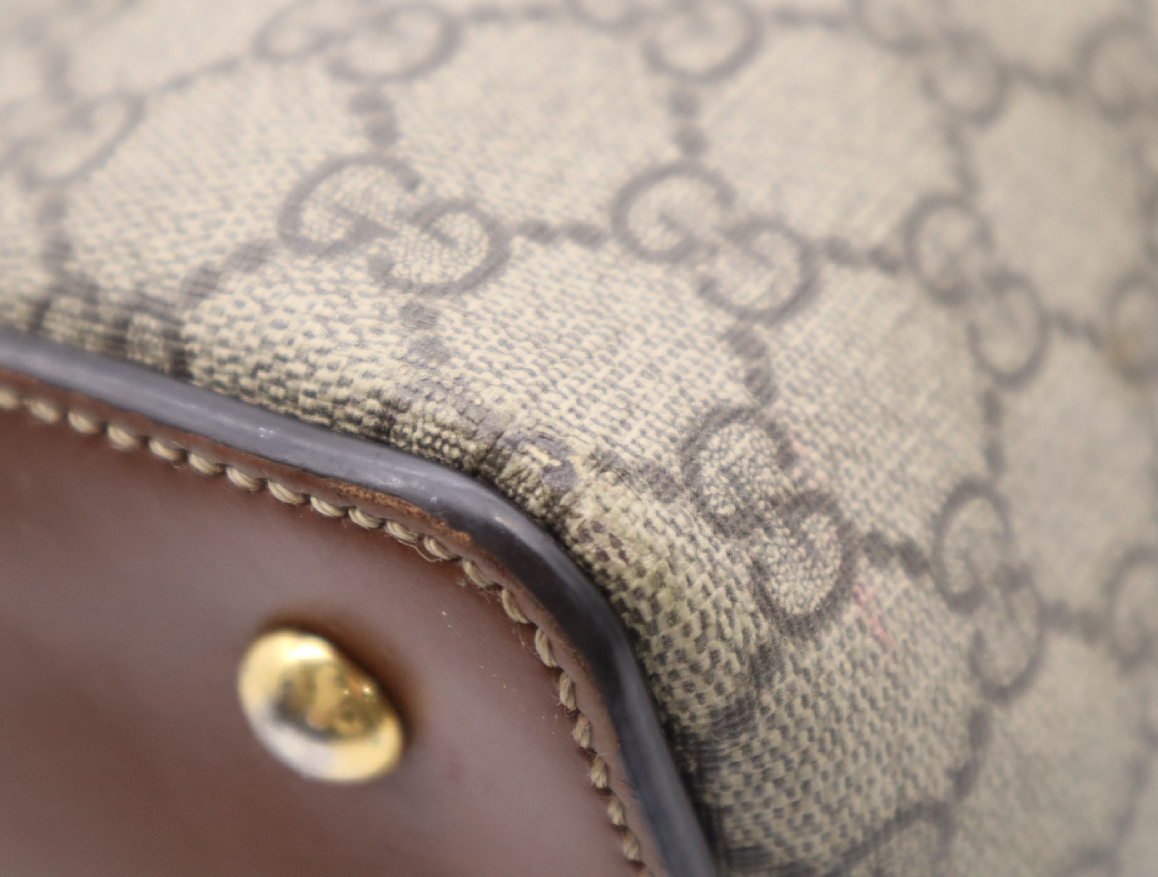 429147 Canvas/Leather GG Canvas 2-Way Handbag with Gold Hardware and Shoulder Strap — view 7