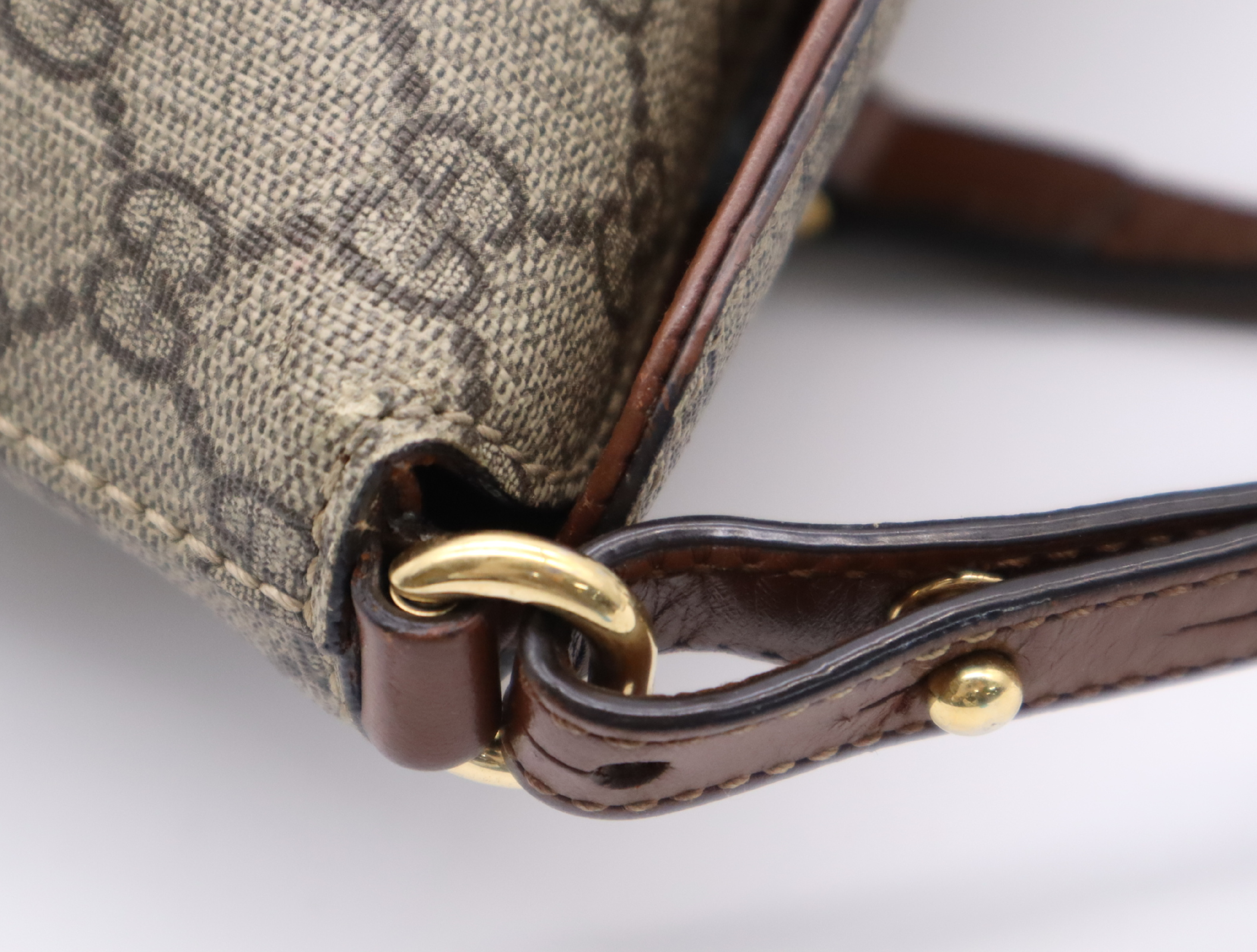 429147 Canvas/Leather GG Canvas 2-Way Handbag with Gold Hardware and Shoulder Strap — view 8