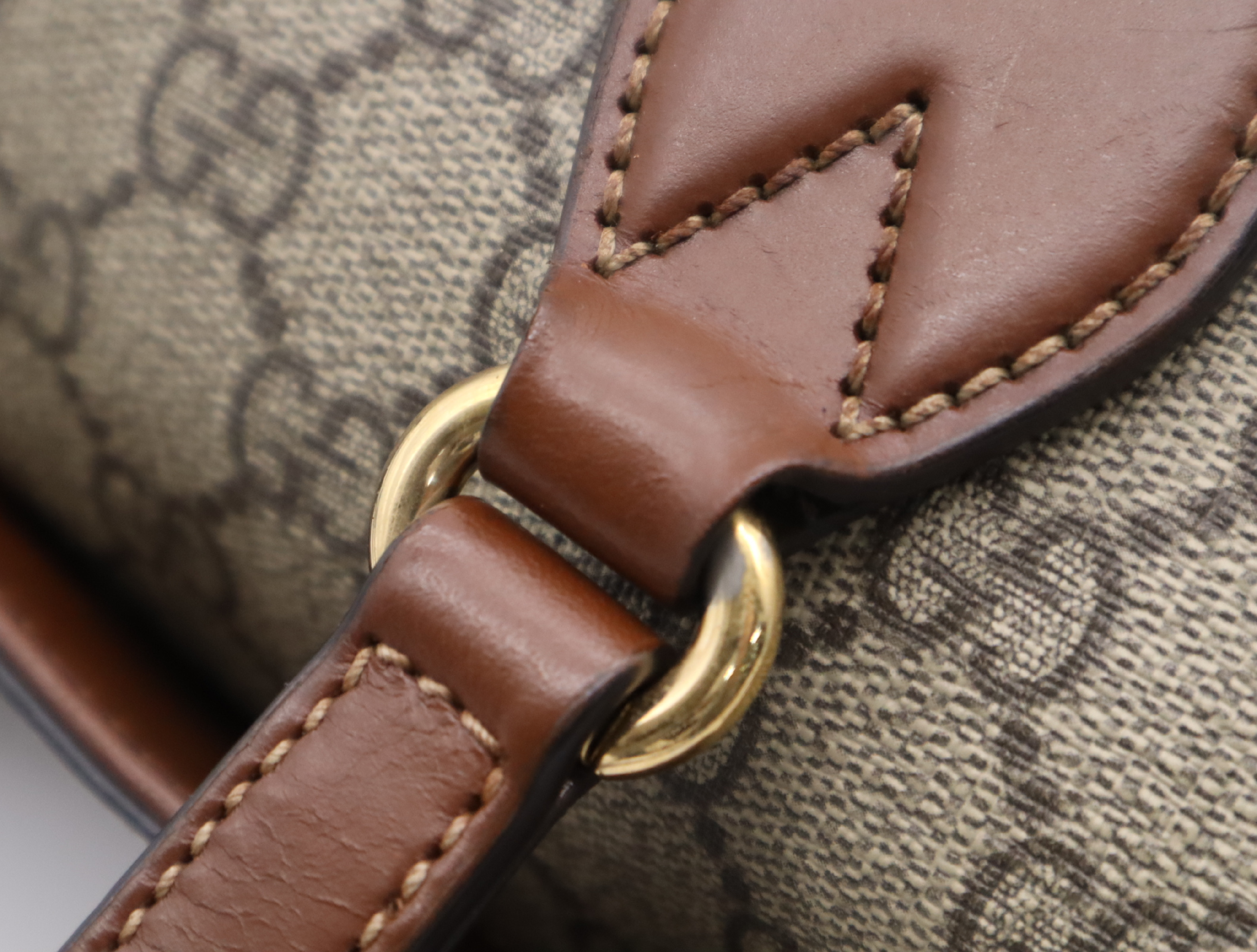 429147 Canvas/Leather GG Canvas 2-Way Handbag with Gold Hardware and Shoulder Strap — view 10