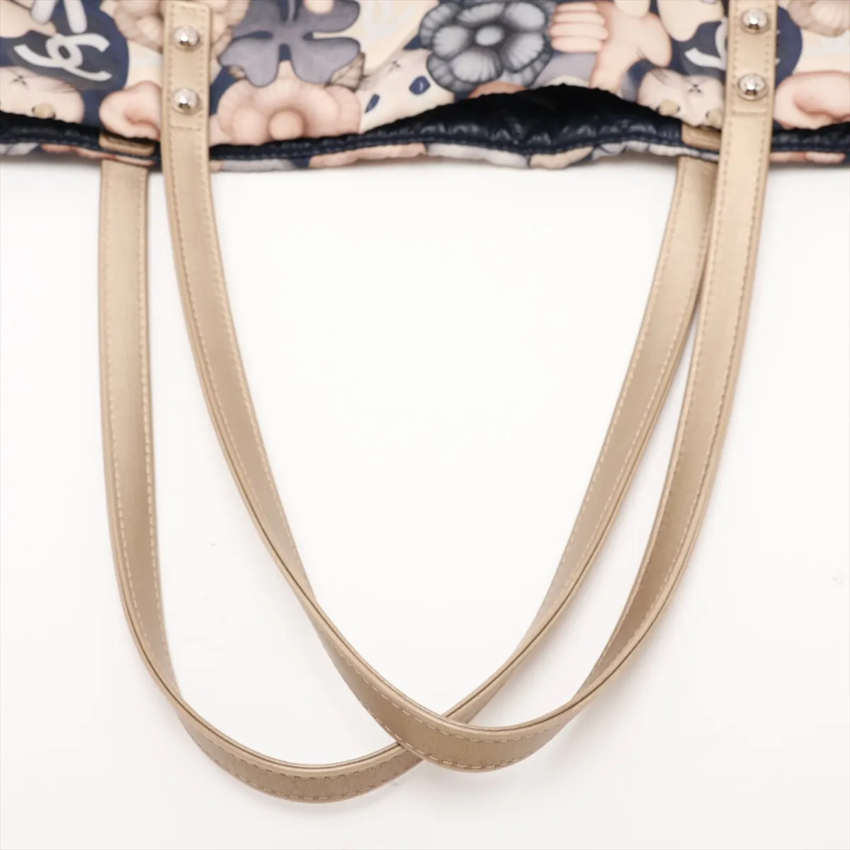 Choupette Nylon x Leather Tote Bag, Beige x Blue, Silver Hardware, Item Number 23416665 (Serial Number 23) — view 5